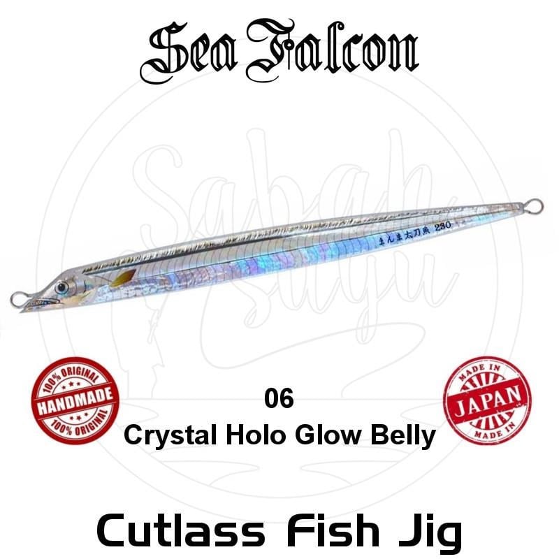 Sea Falcon Cutlass Fish Jig 180Gr. 06 Crystal Holo Glow Belly