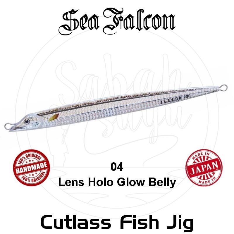 Sea Falcon Cutlass Fish Jig 230Gr. 04 Lens Holo Glow Belly