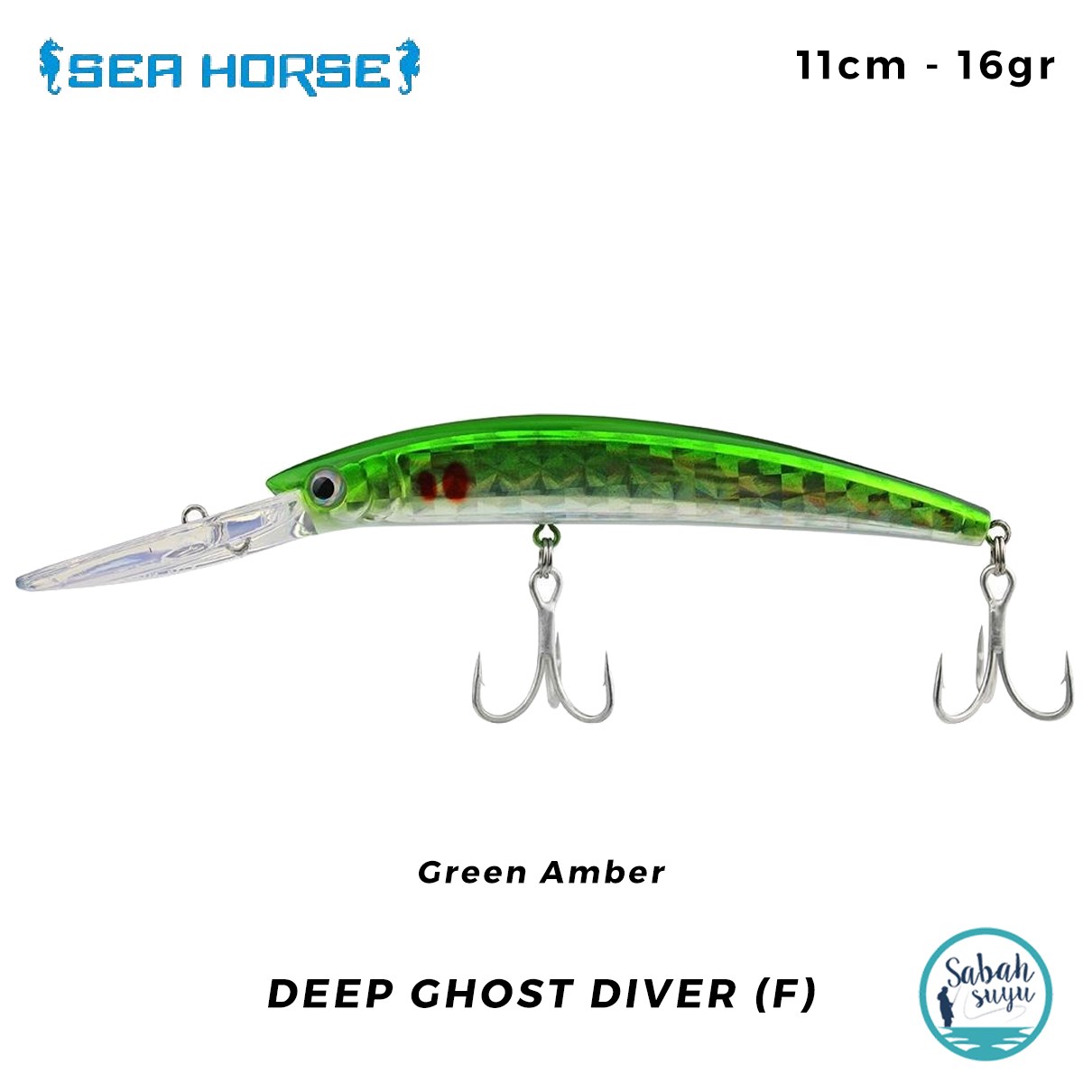 Sea Horse Deep Ghost Diver (F) 11cm 16gr Green Amber