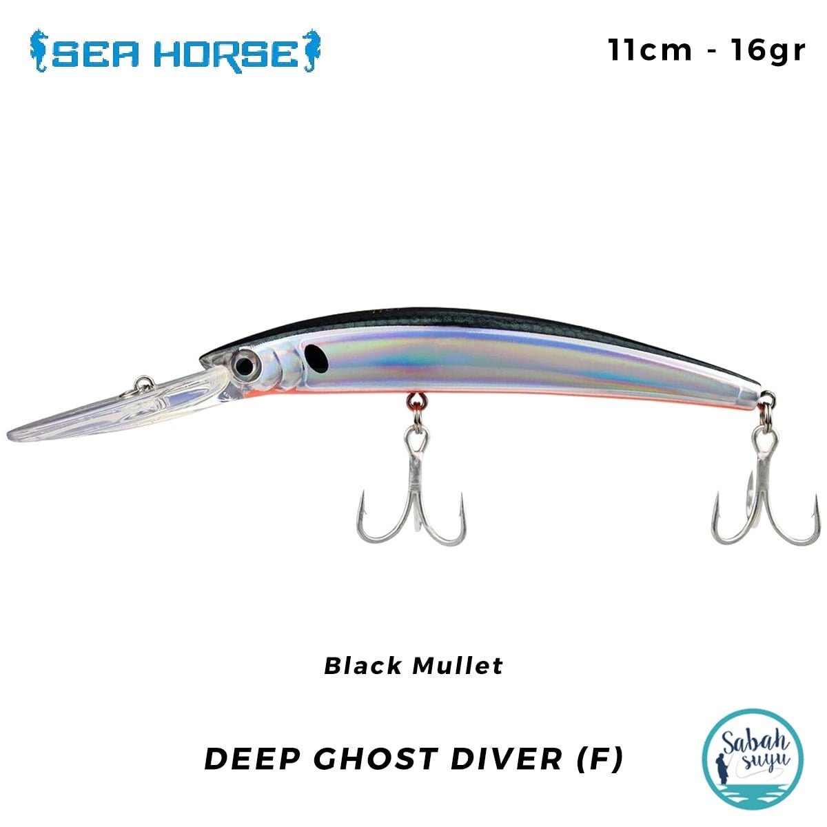 Sea Horse Deep Ghost Diver (F) 11cm 16gr Black Mullet