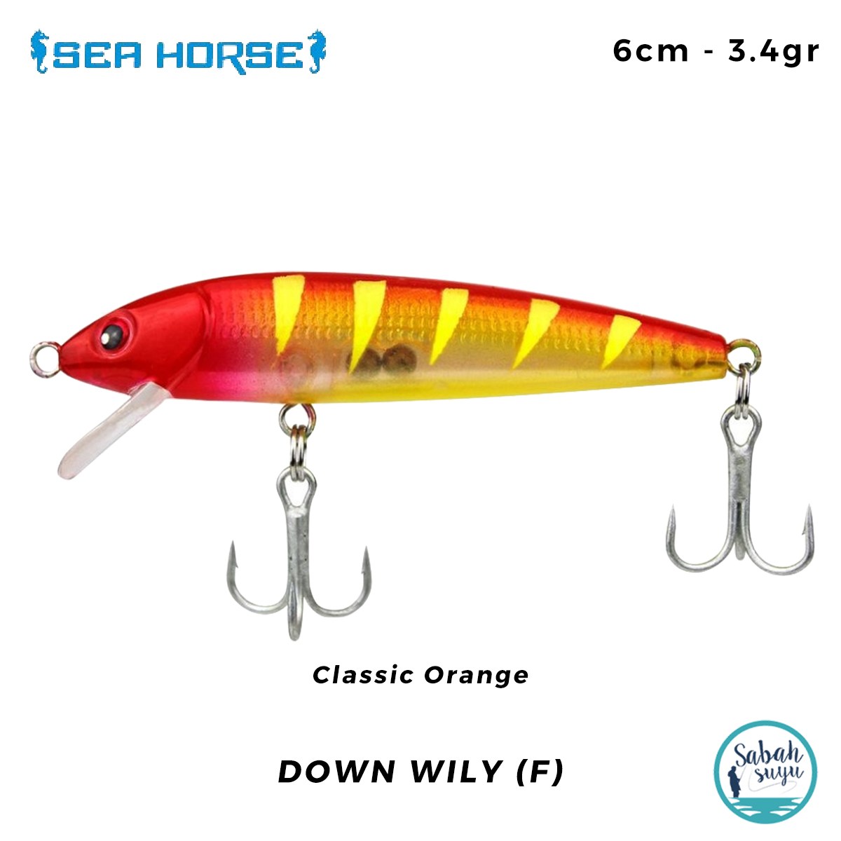 Sea Horse Down Wily (F) 6cm 3.4gr Classic Orange