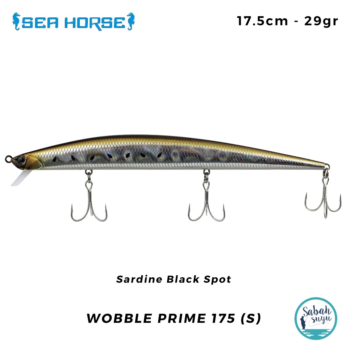 Sea Horse Wobble Prime 175 (S) 17.5cm 29gr Sardine Black Spot