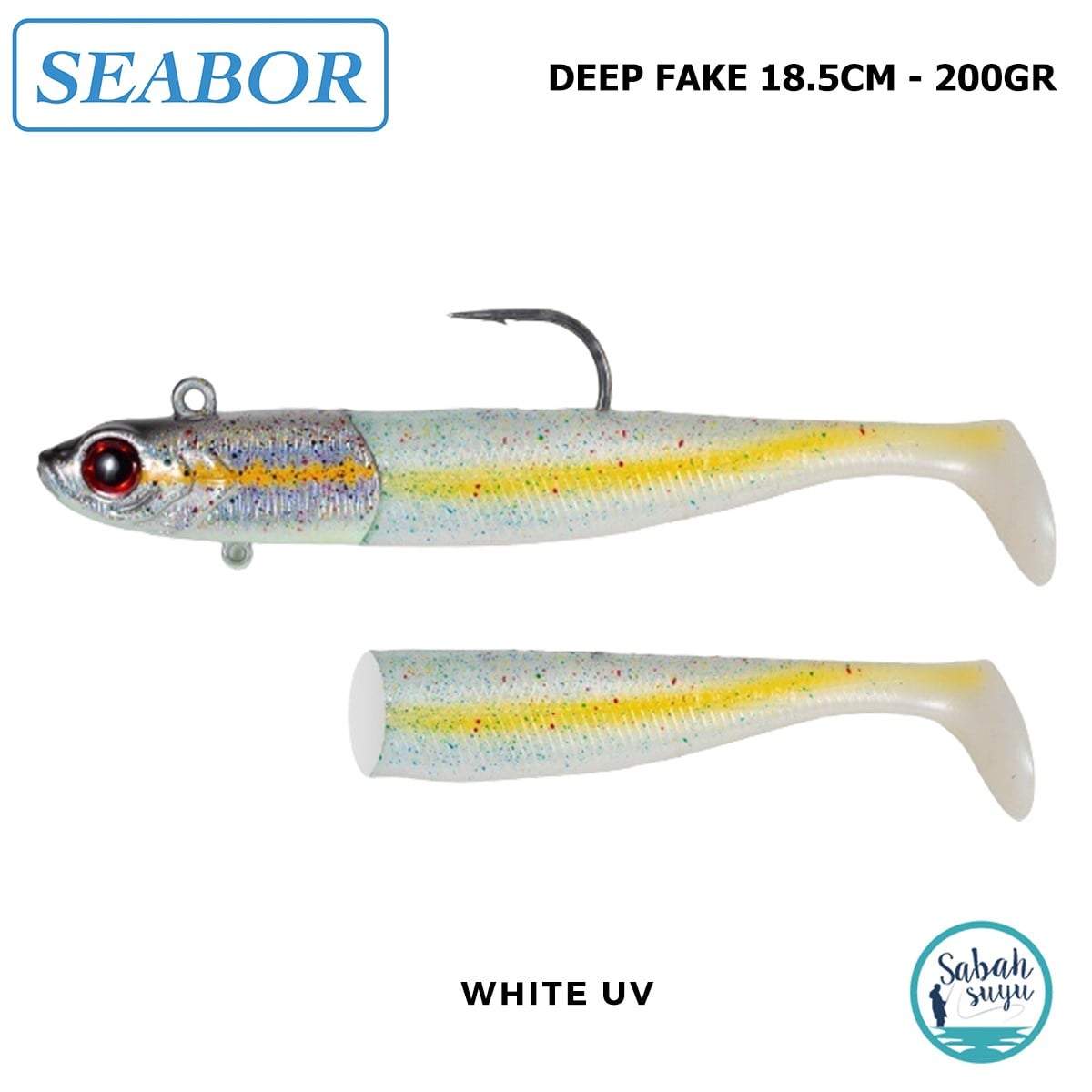 Seabor Deep Fake Silikon Balık 200gr 18.5cm Combo (2+1) White UV