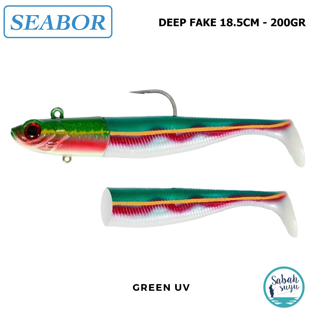 Seabor Deep Fake Silikon Balık 200gr 18.5cm Combo (2+1) Green UV