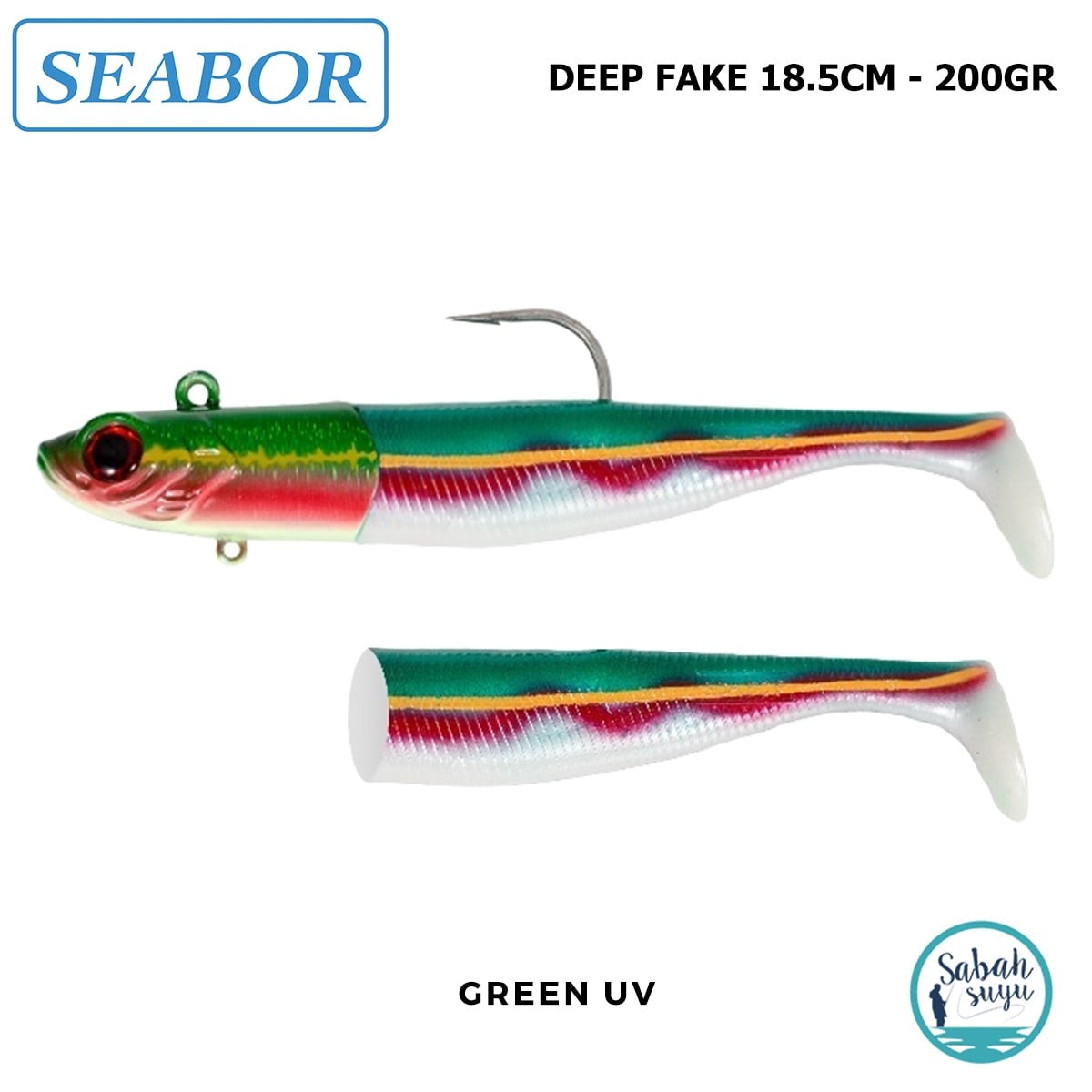 Seabor Deep Fake Silikon Balık 200gr 18.5cm Combo (2+1) Green UV