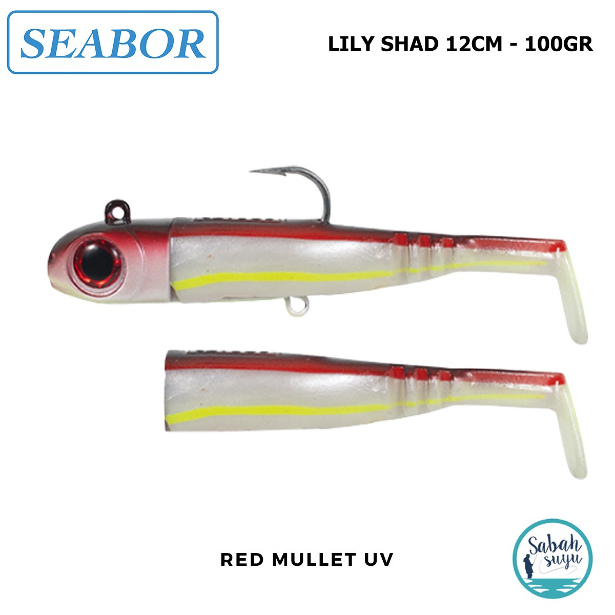 Seabor Lily Shad Silikon Balık 100gr 12cm Combo (2+1) Red Mullet UV