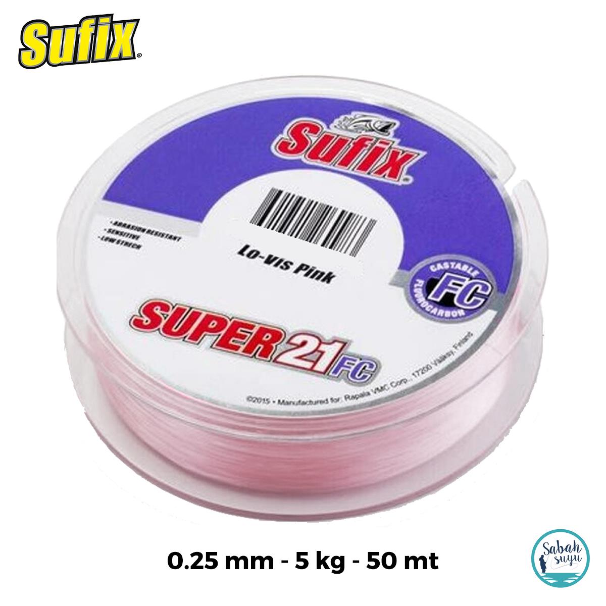 Sufix Super 21 Fluorocarbon Misina Pembe 0.25mm 5.9kg 50mt