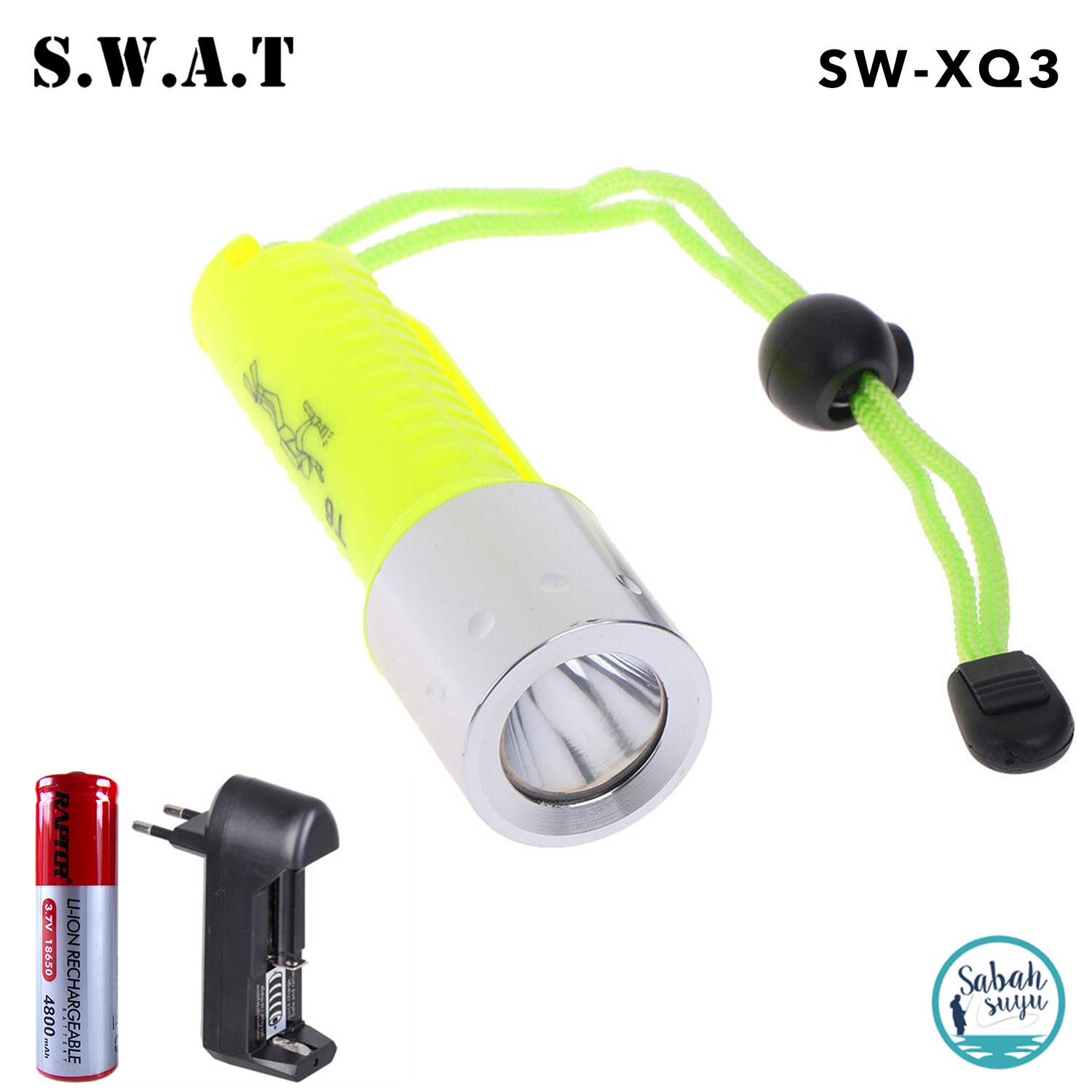 SWAT SW-XQ3 Su Altı El Feneri + Şarj + Pil