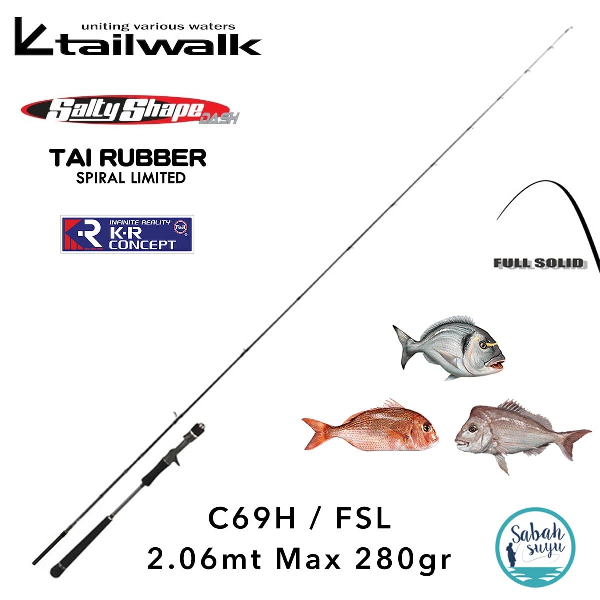 Tailwalk SSD Full Solid Spiral C69H/FSL (S2P) Tetikli Tai Rubber Kamış 2.06mt Max.280gr
