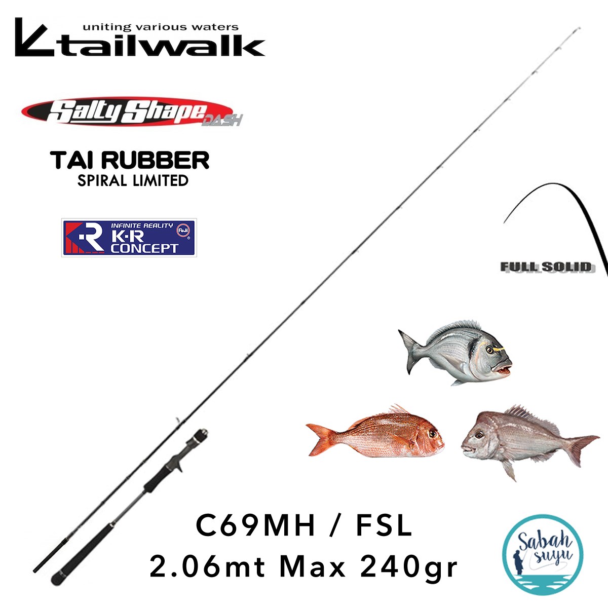Tailwalk SSD Full Solid Spiral C69MH/FSL (S2P) Tetikli Tai Rubber Kamış 2.06mt Max.240gr