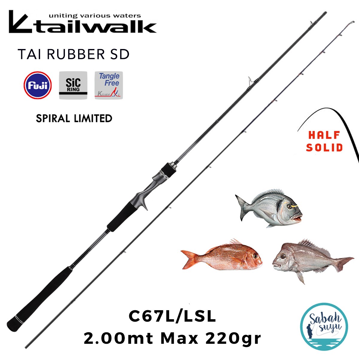 Tailwalk Tai Game SD Solid Spiral C67L/LSL 2.00mt 220gr (2P) Tetikli Tai Rubber Kamış
