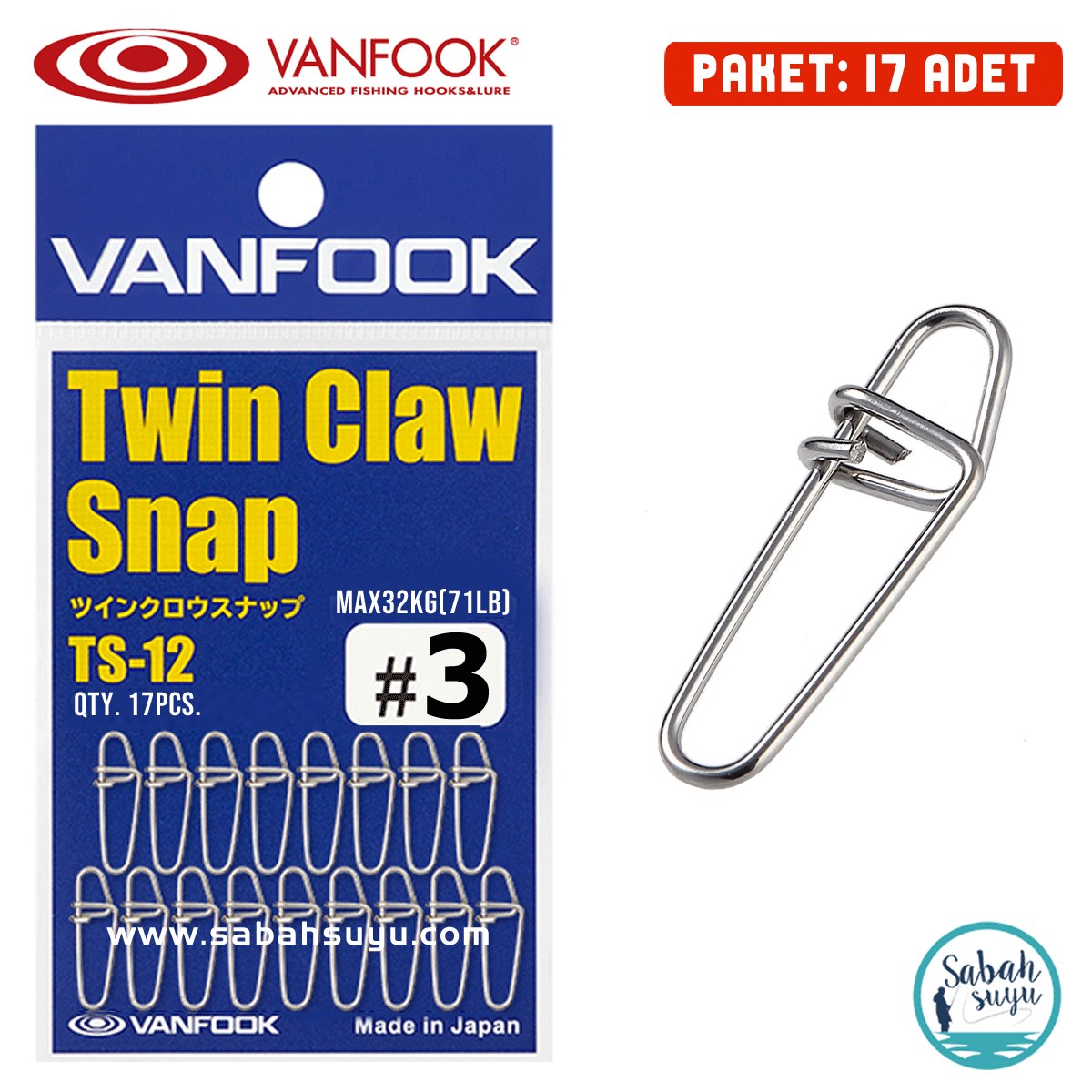 Vanfook Twin Claw Snap TS-12 Silver #3 19mm 71lb/32kg (17Ad)