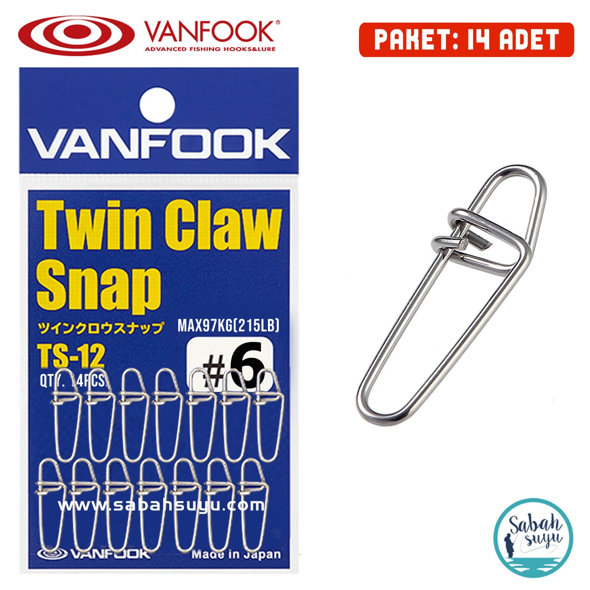 Vanfook Twin Claw Snap TS-12 Silver #6 33mm 215lb/97kg (14Ad)
