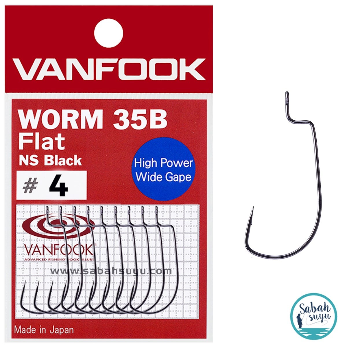 Vanfook Worm-35B Flat Offset İğne Siyah #4 (9 Adet)