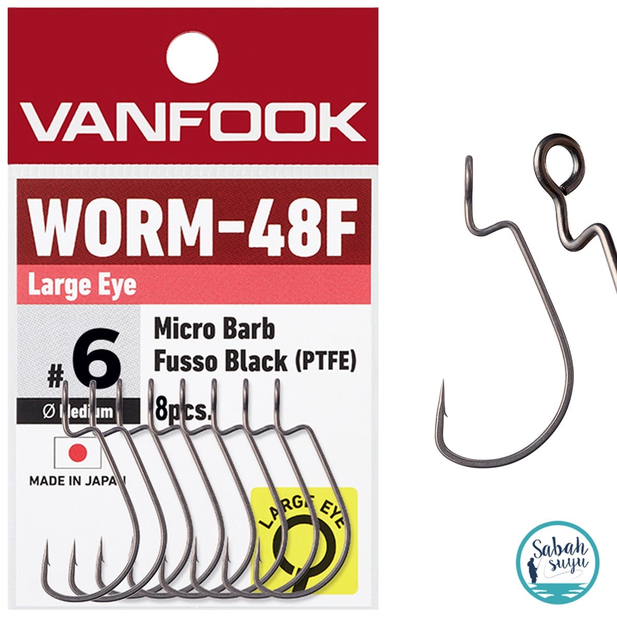 Vanfook Worm-48F Offset İğne Fusso Black #6 (8 Adet)