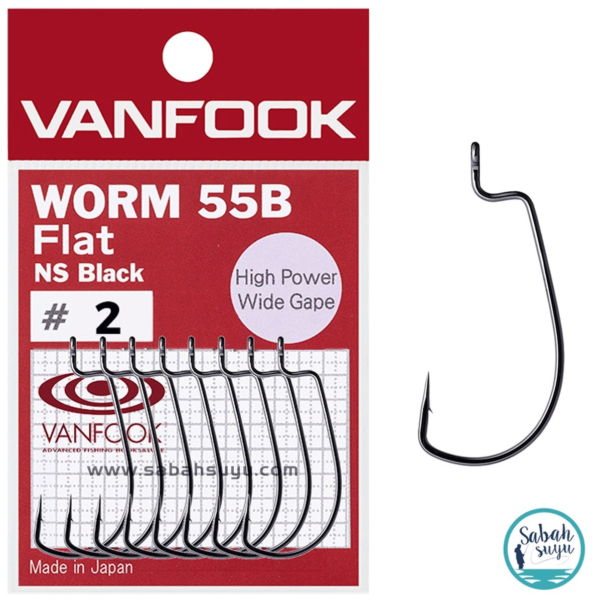 Vanfook Worm-55B Flat Offset İğne Siyah #2 (8 Adet)
