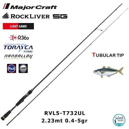 Major Craft Rockliver 5G RVL5-T732UL Tubular 2.23mt 0.4-5gr (2P