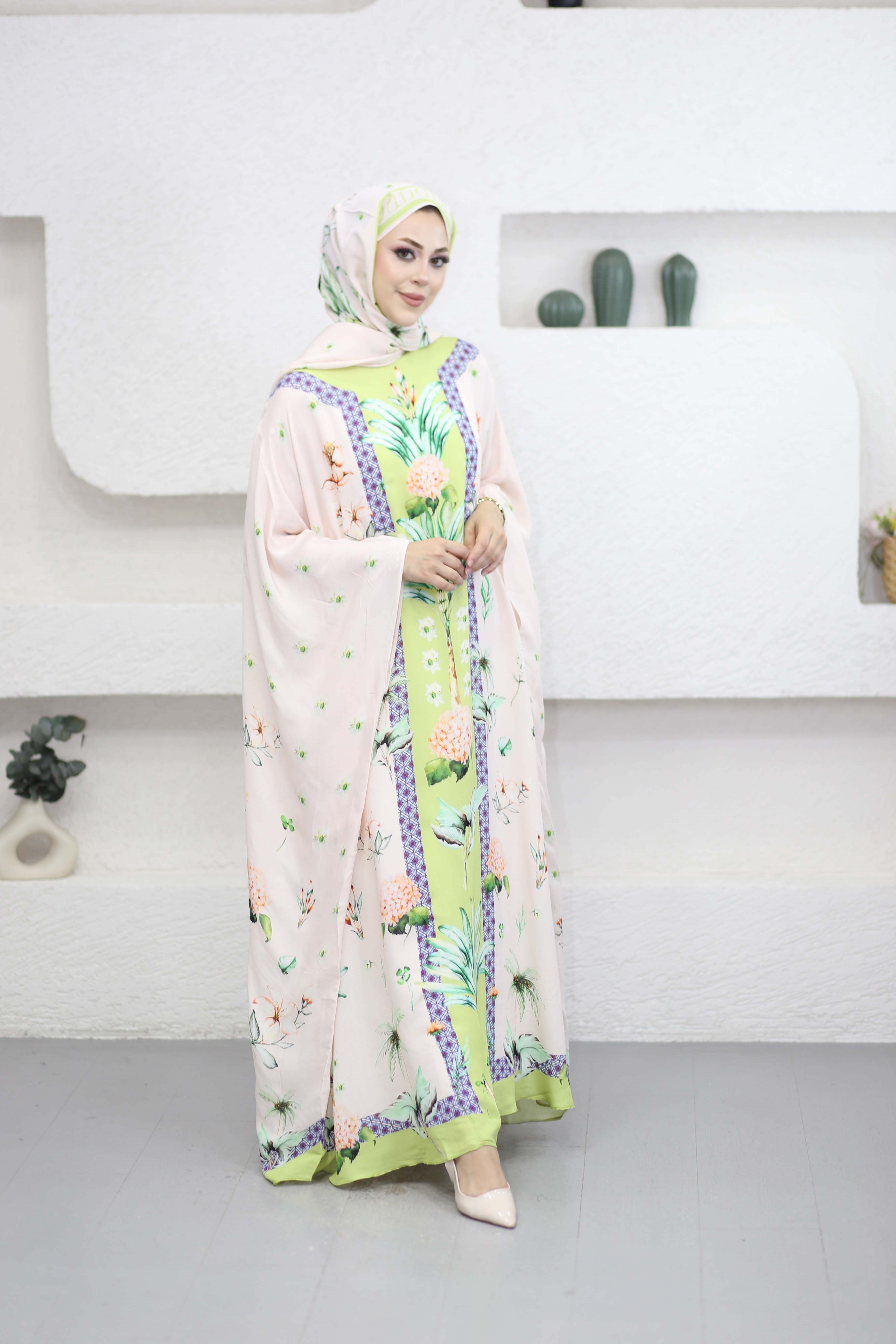 Lunara Floş Kaftan Pudra 1558