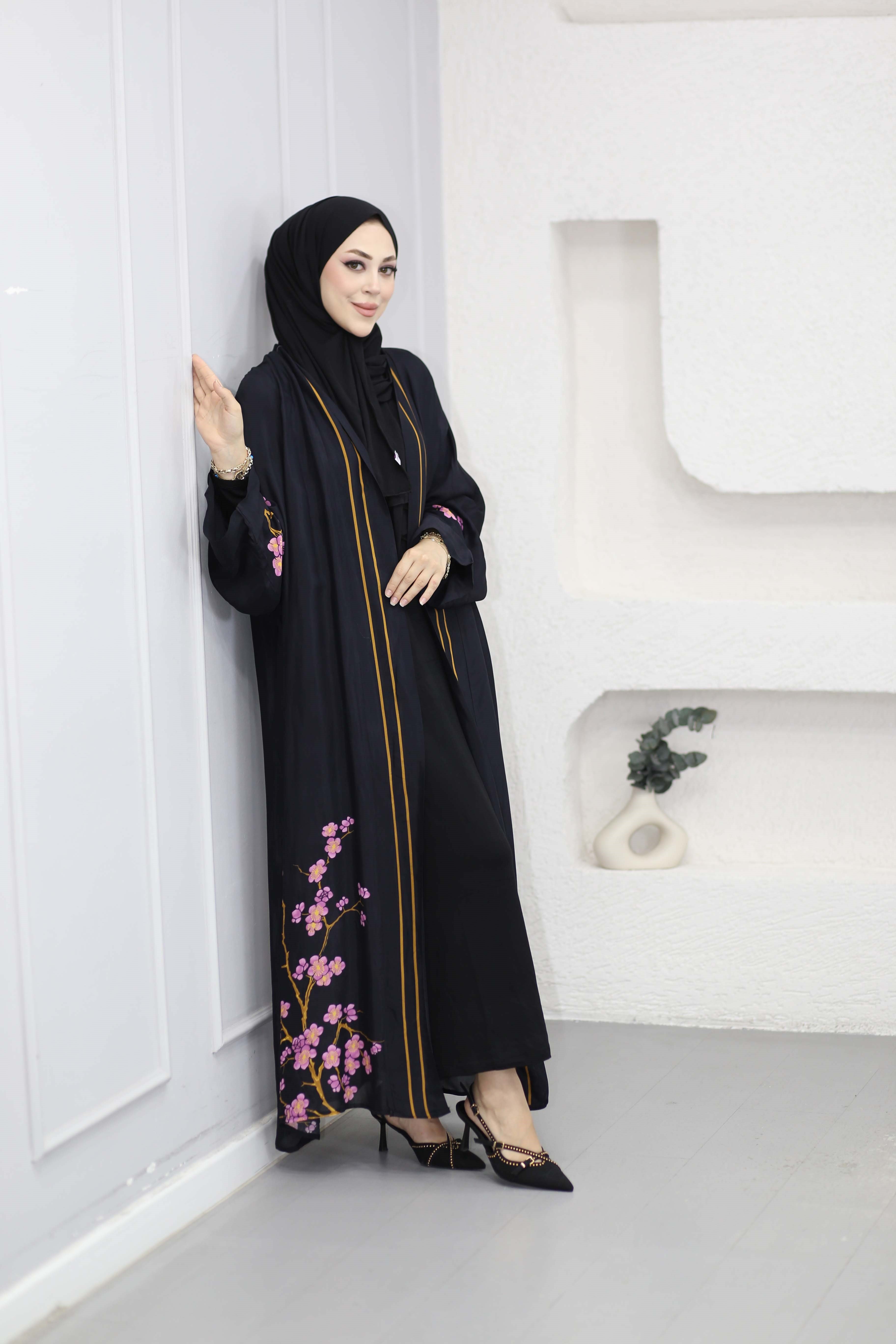 Bloomera Floş Abaya Siyah 8917