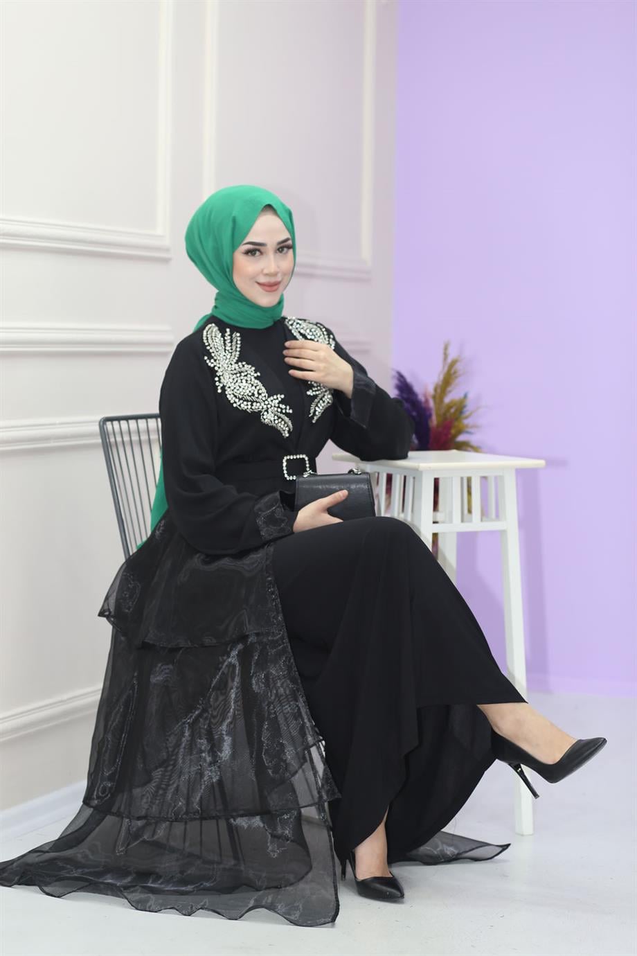 Bihter Abaya Siyah 6028