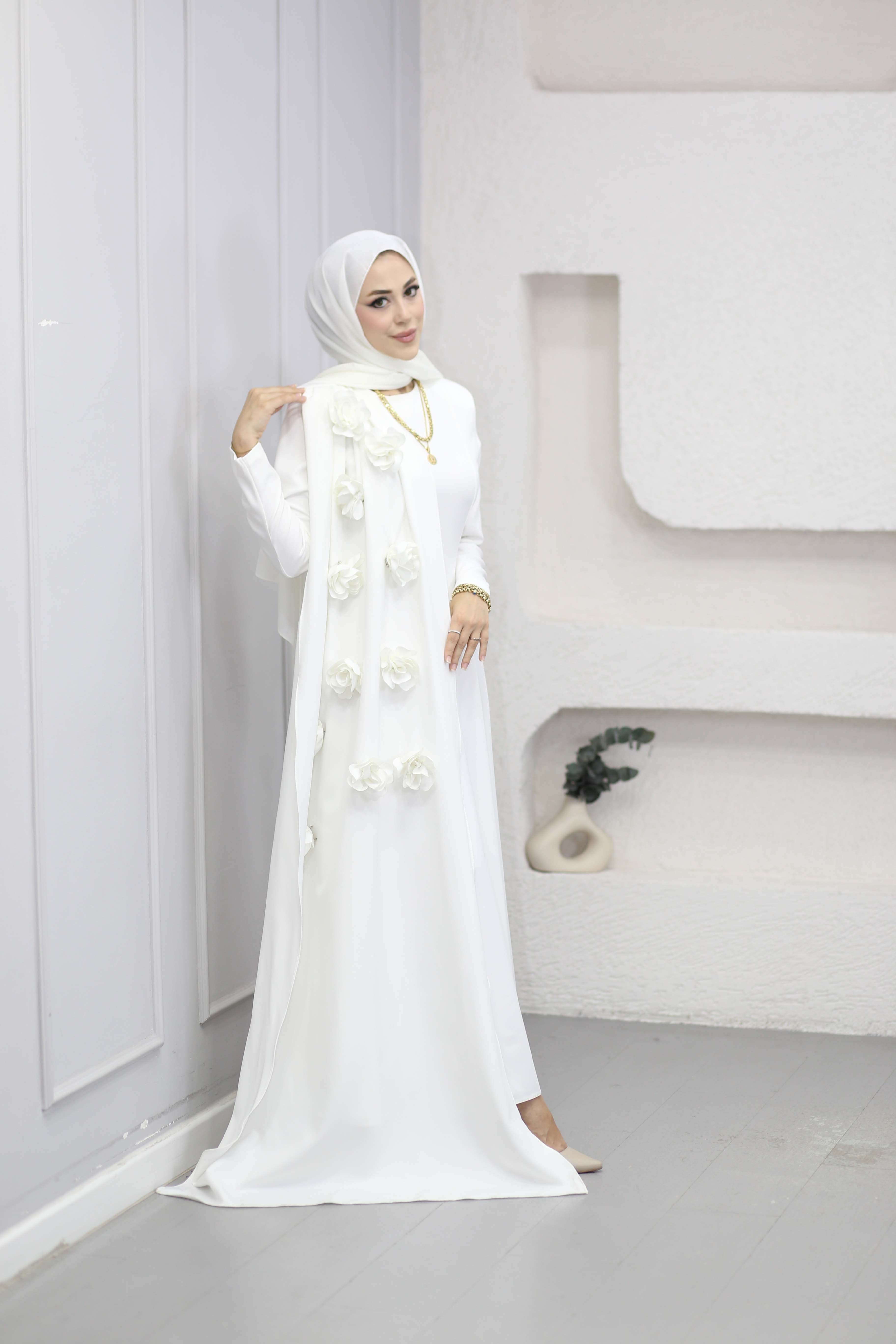 Rosa Elbise Beyaz 8331
