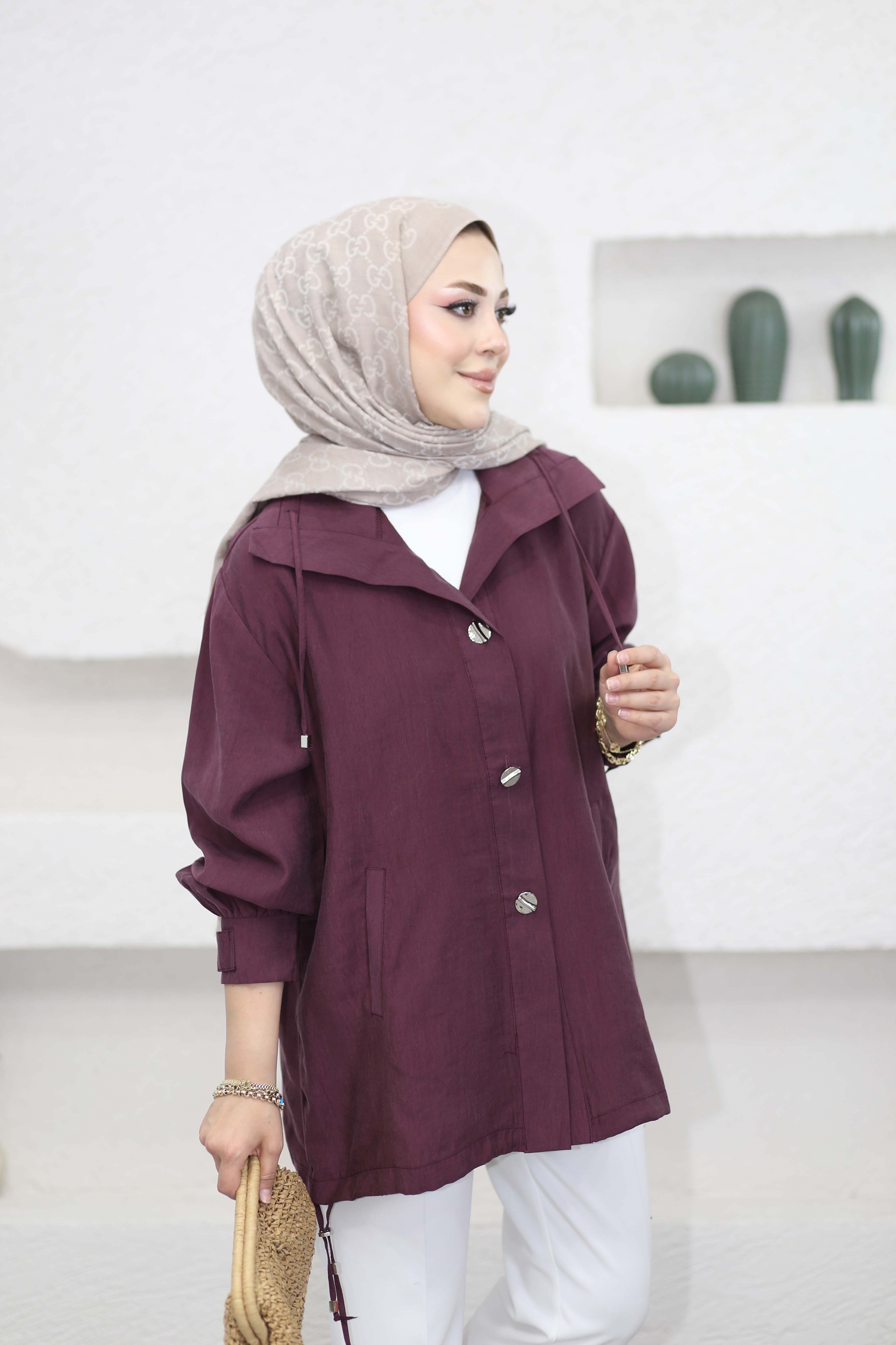 Arkası Aller Detaylı Bağcıklı Ceket Bordo 3291