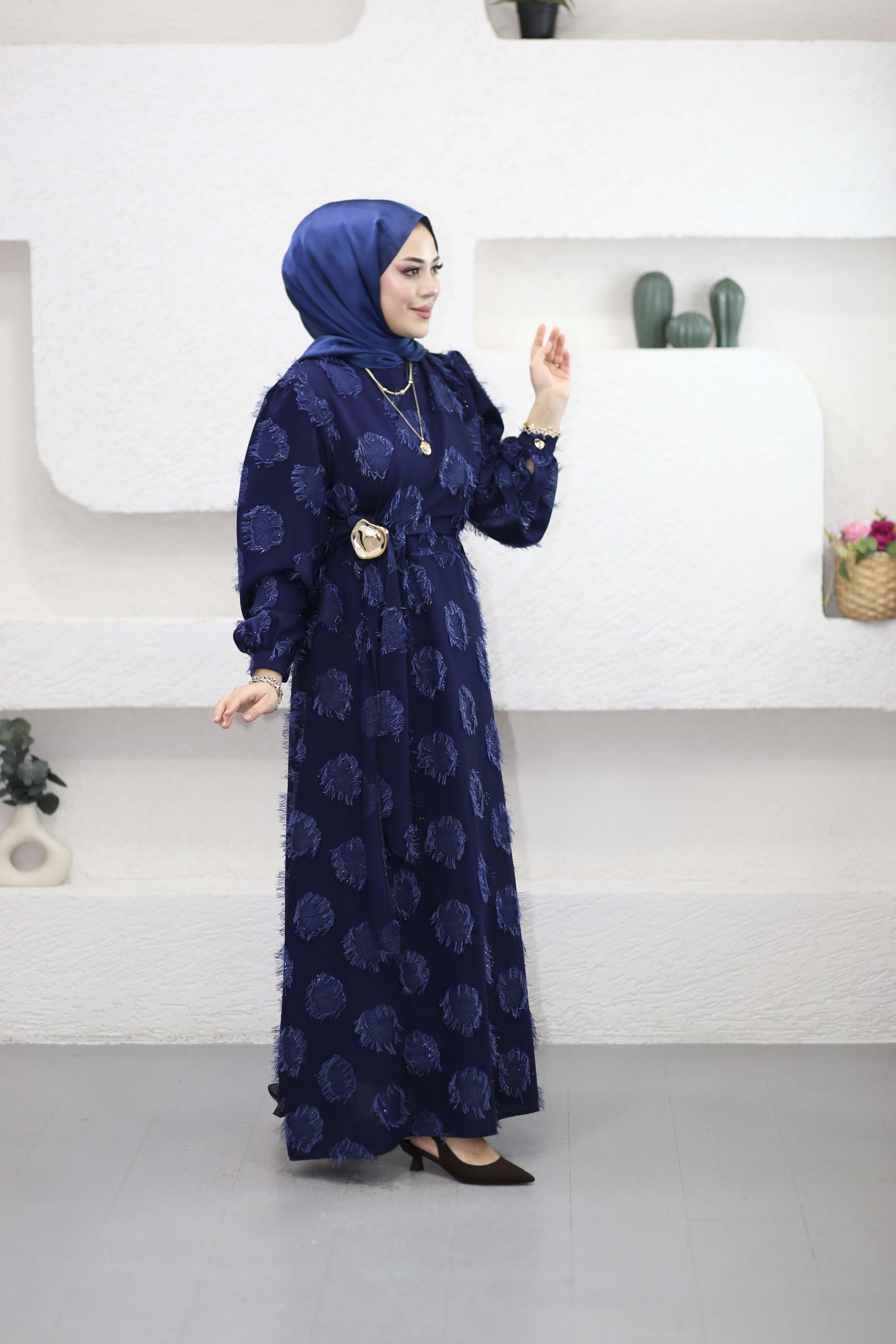 Parıltı Elbise Lacivert 5506