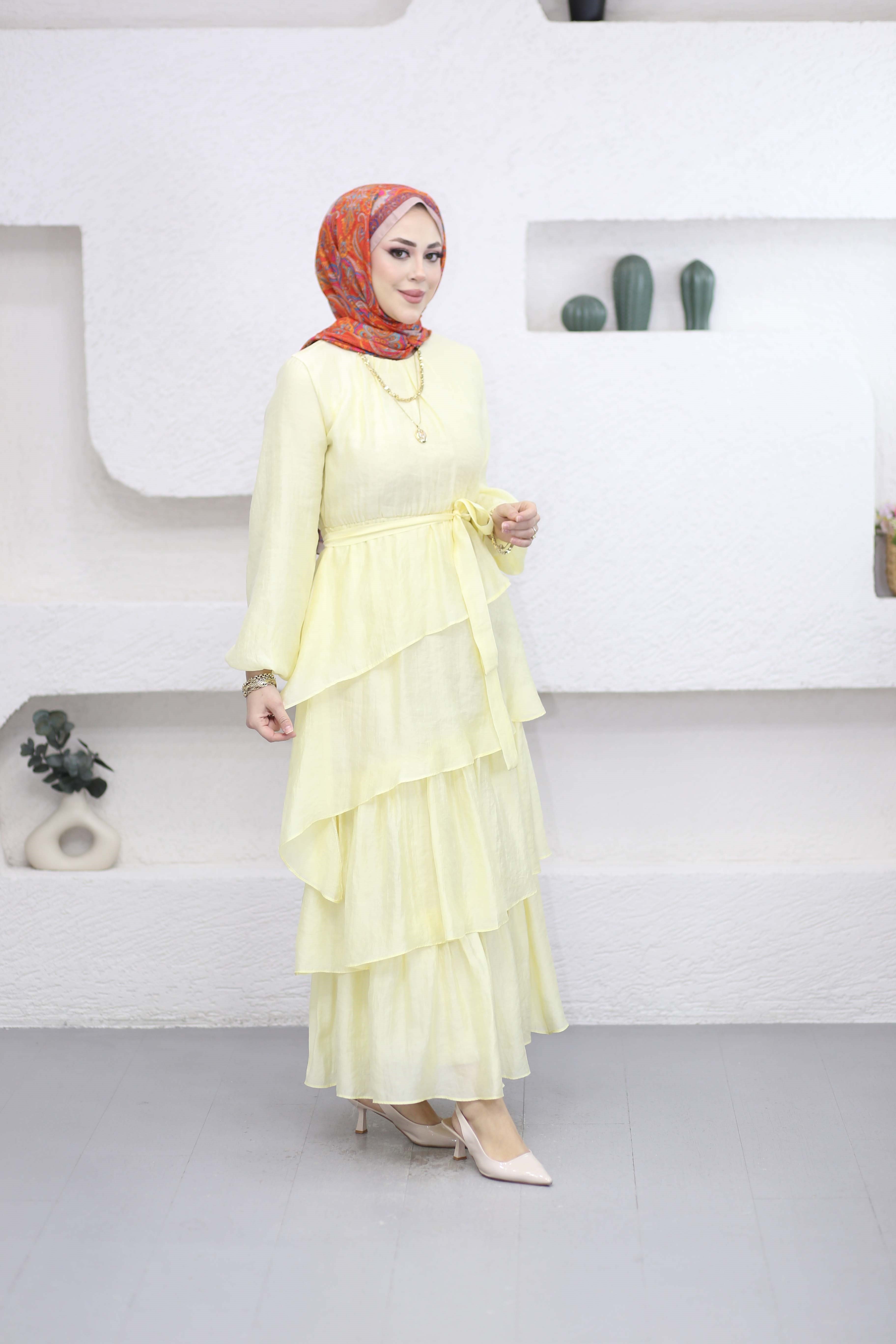 Kat kat Elbise Sarı 1643