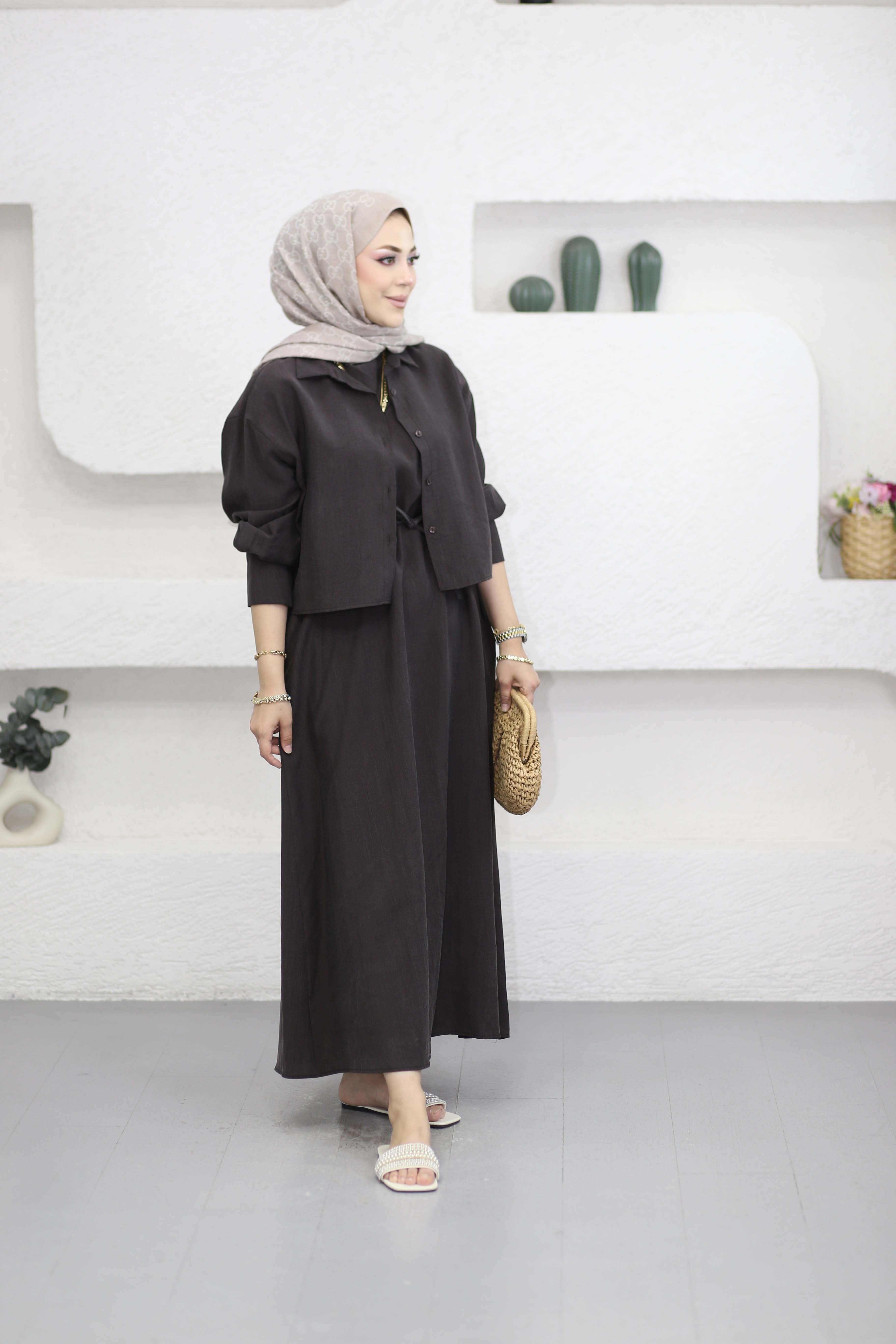 Sümüş Elbise Kahverengi 379