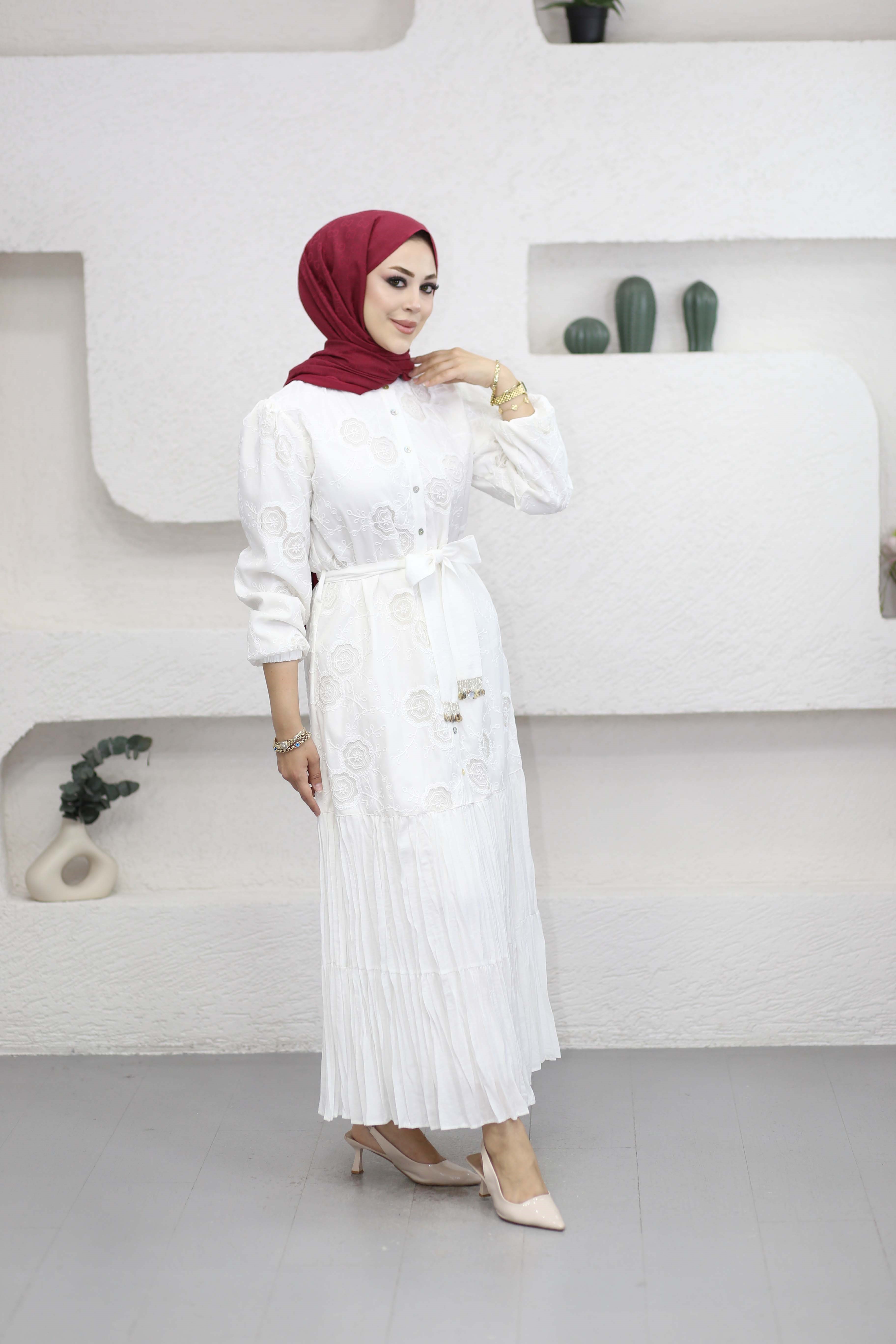 Nergiz Elbise Beyaz 1581
