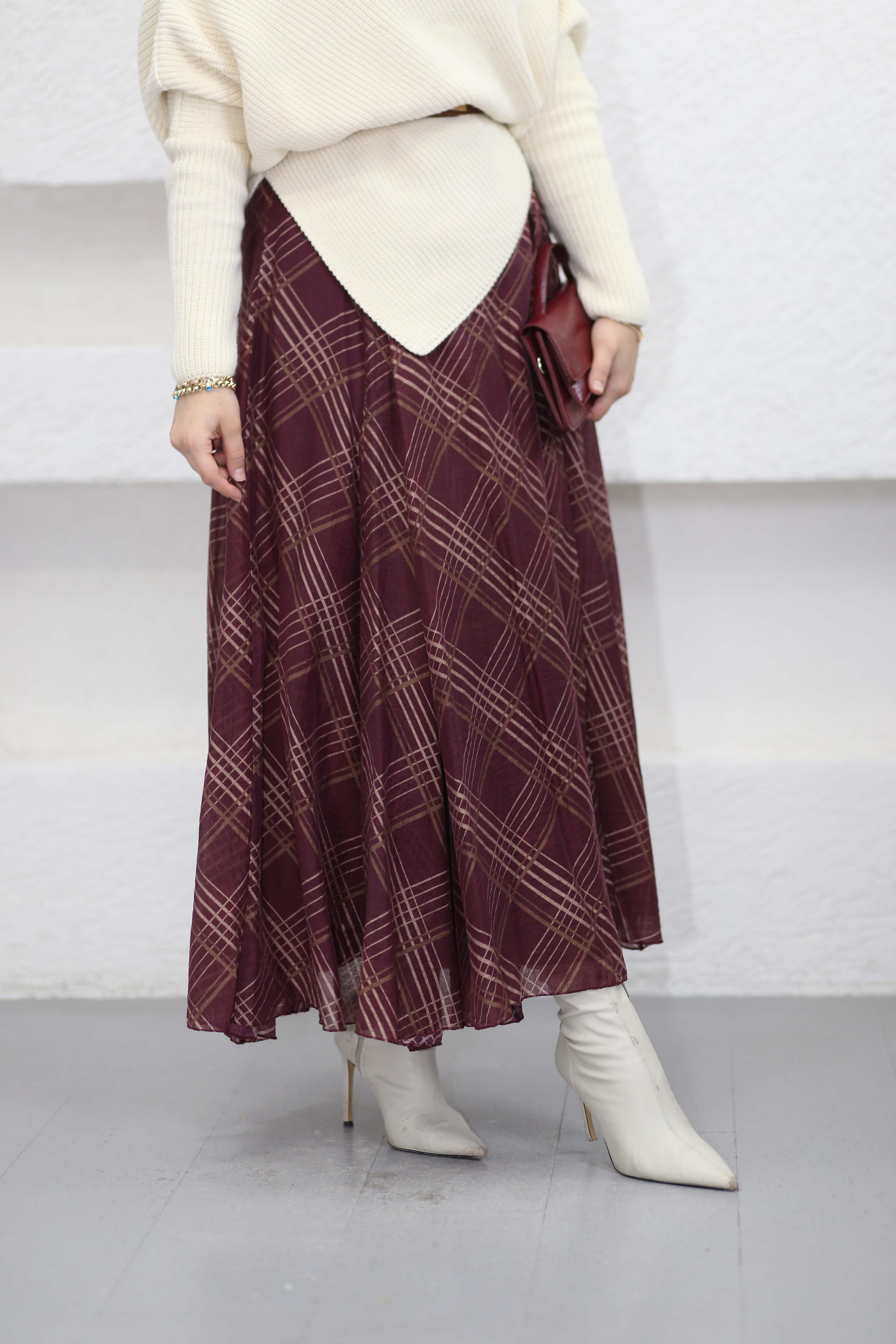 Merve Pile Etek Bordo 634