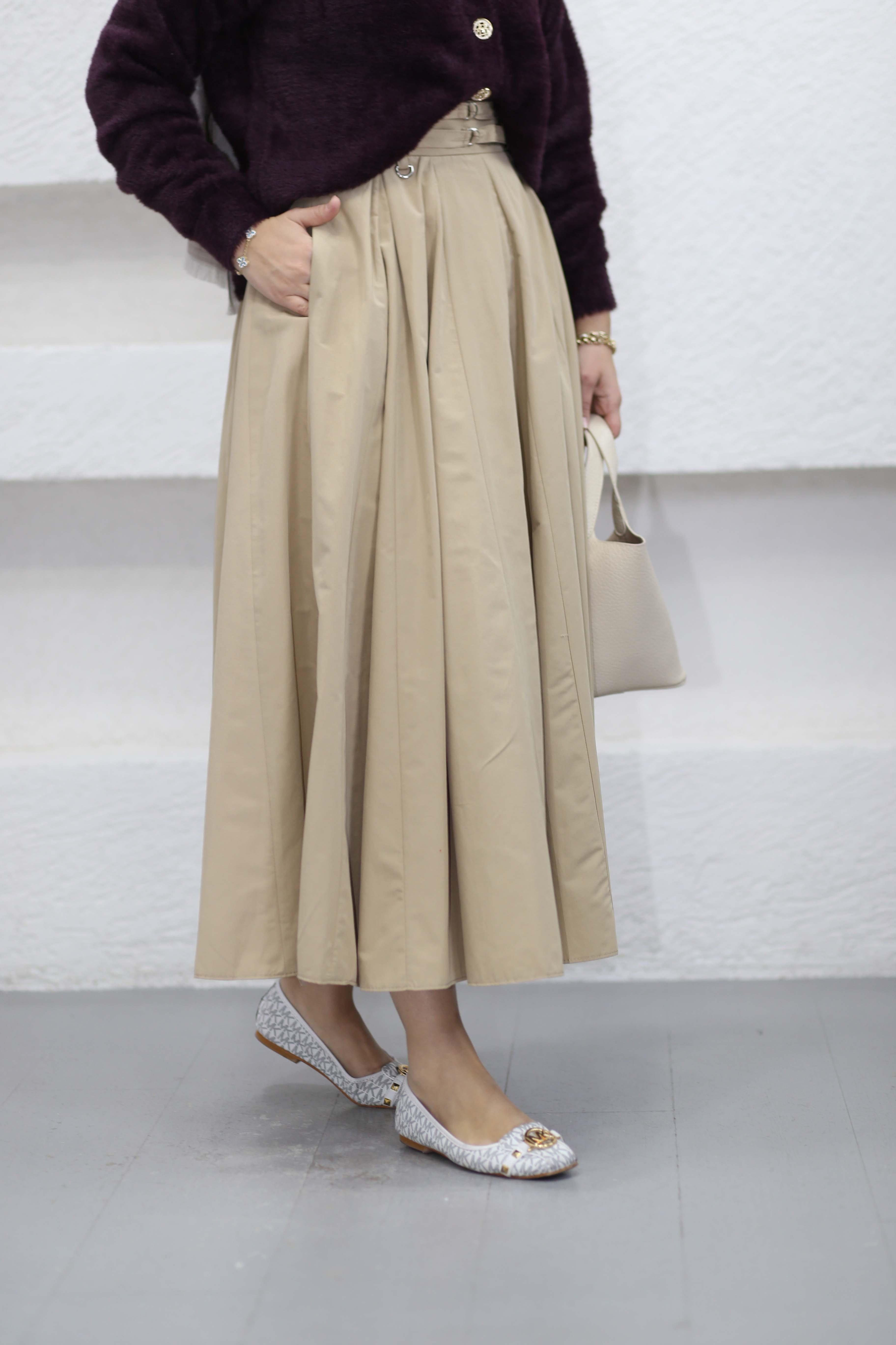 Çift Kemerli Etek Camel 1030