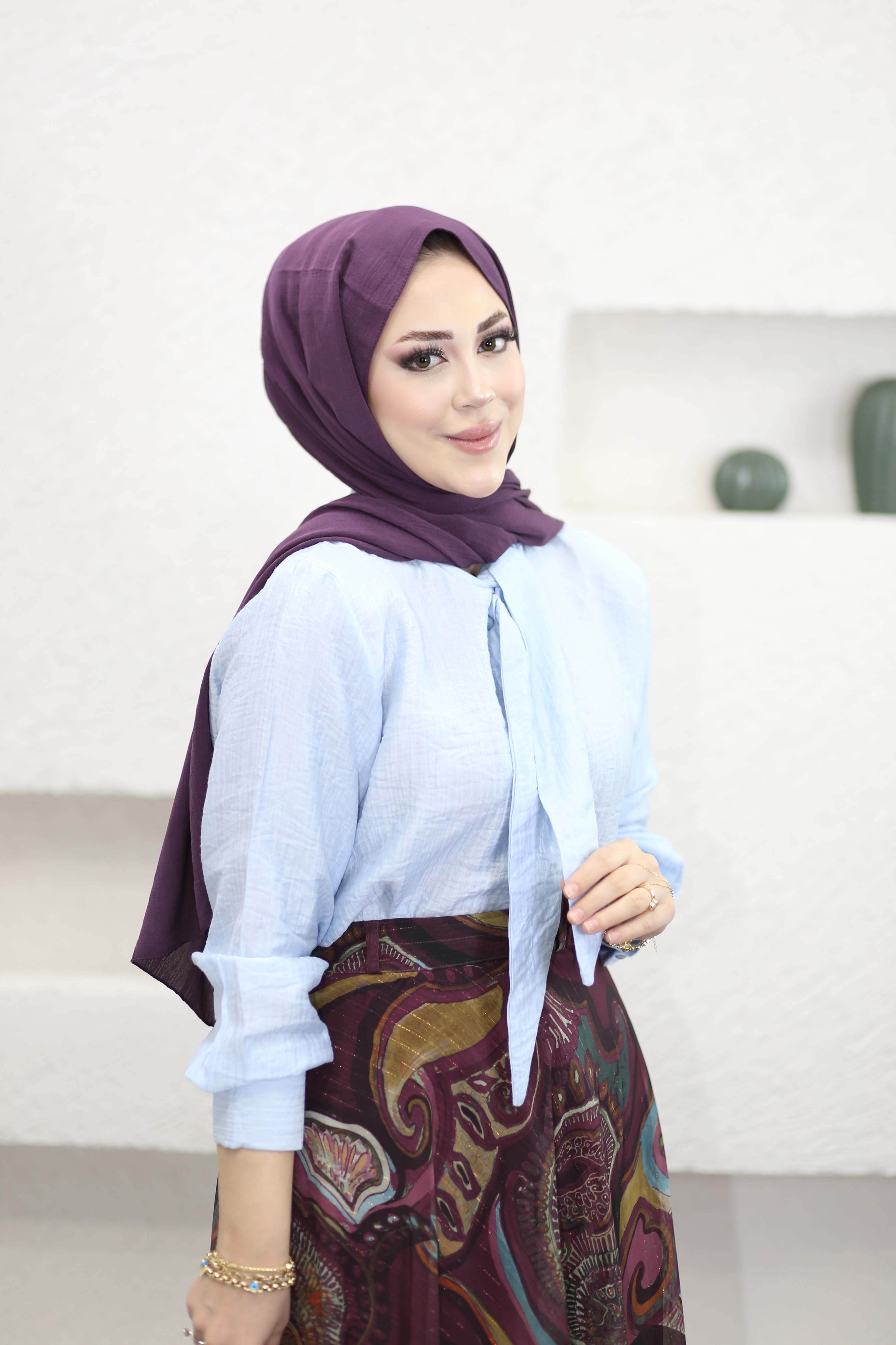 Fular Yaka Gömlek Bebe Mavi 2287