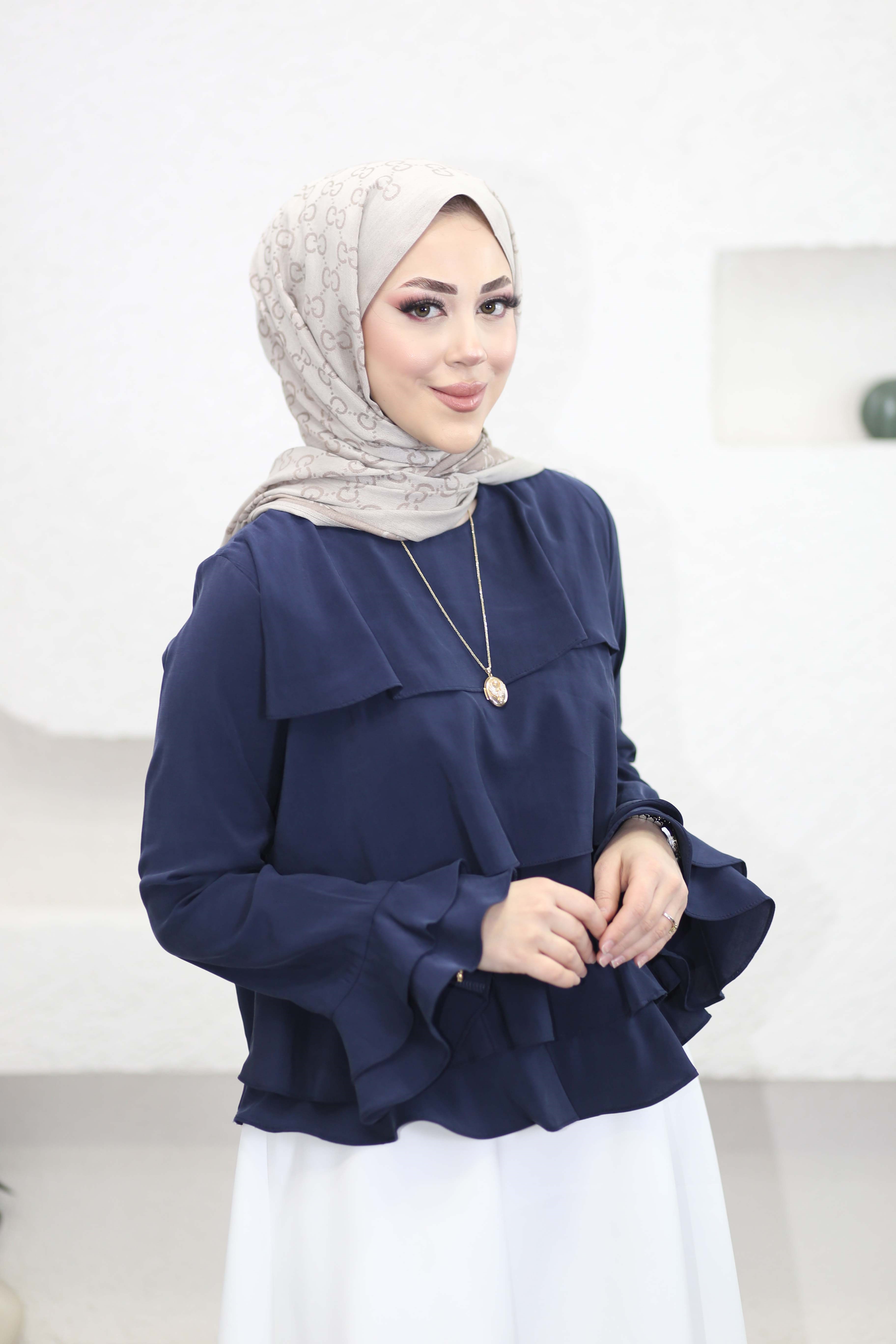 Katlı Kısa Gömlek Lacivert 24398