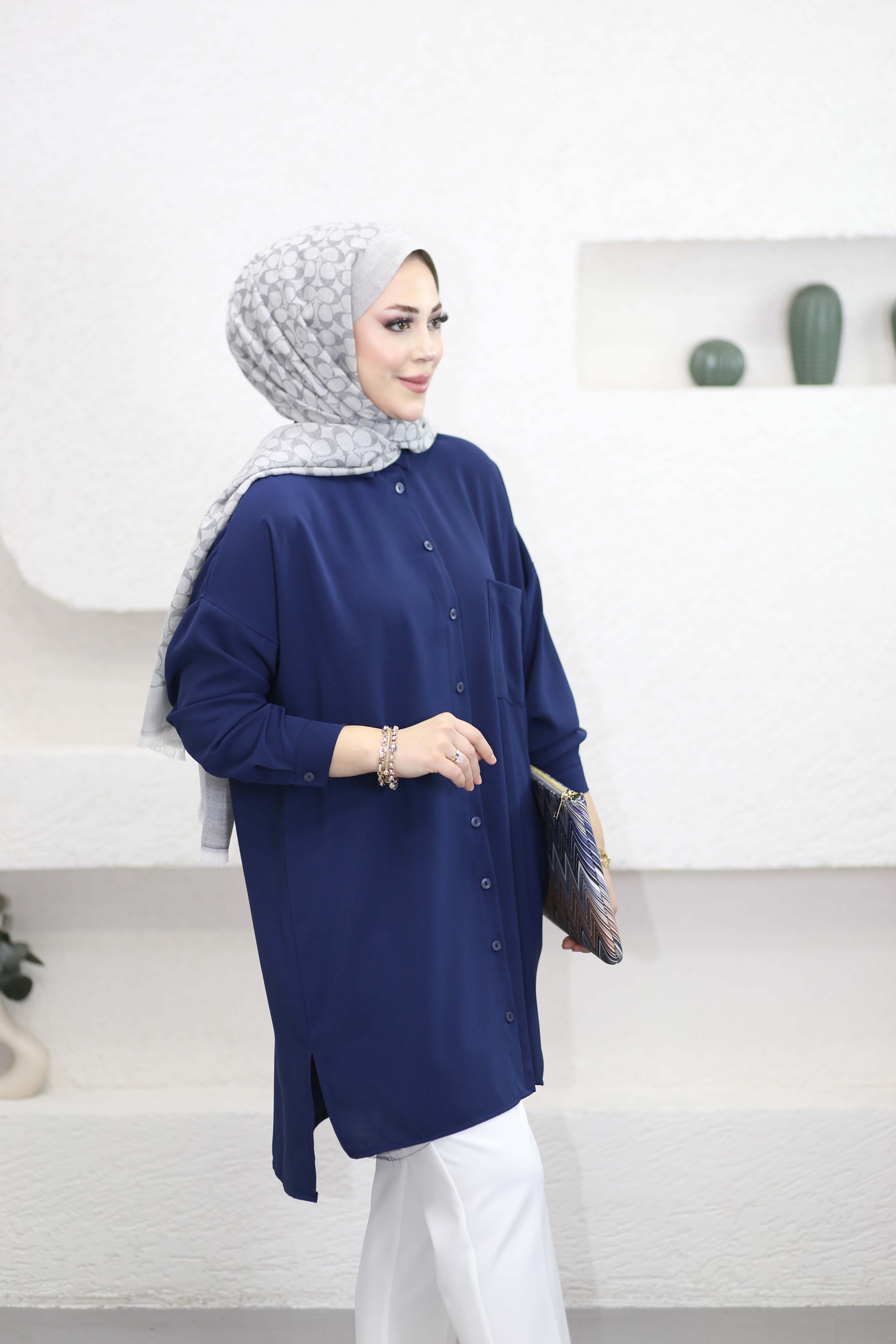 Tek Cepli Linda Tunik Lacivert 1590