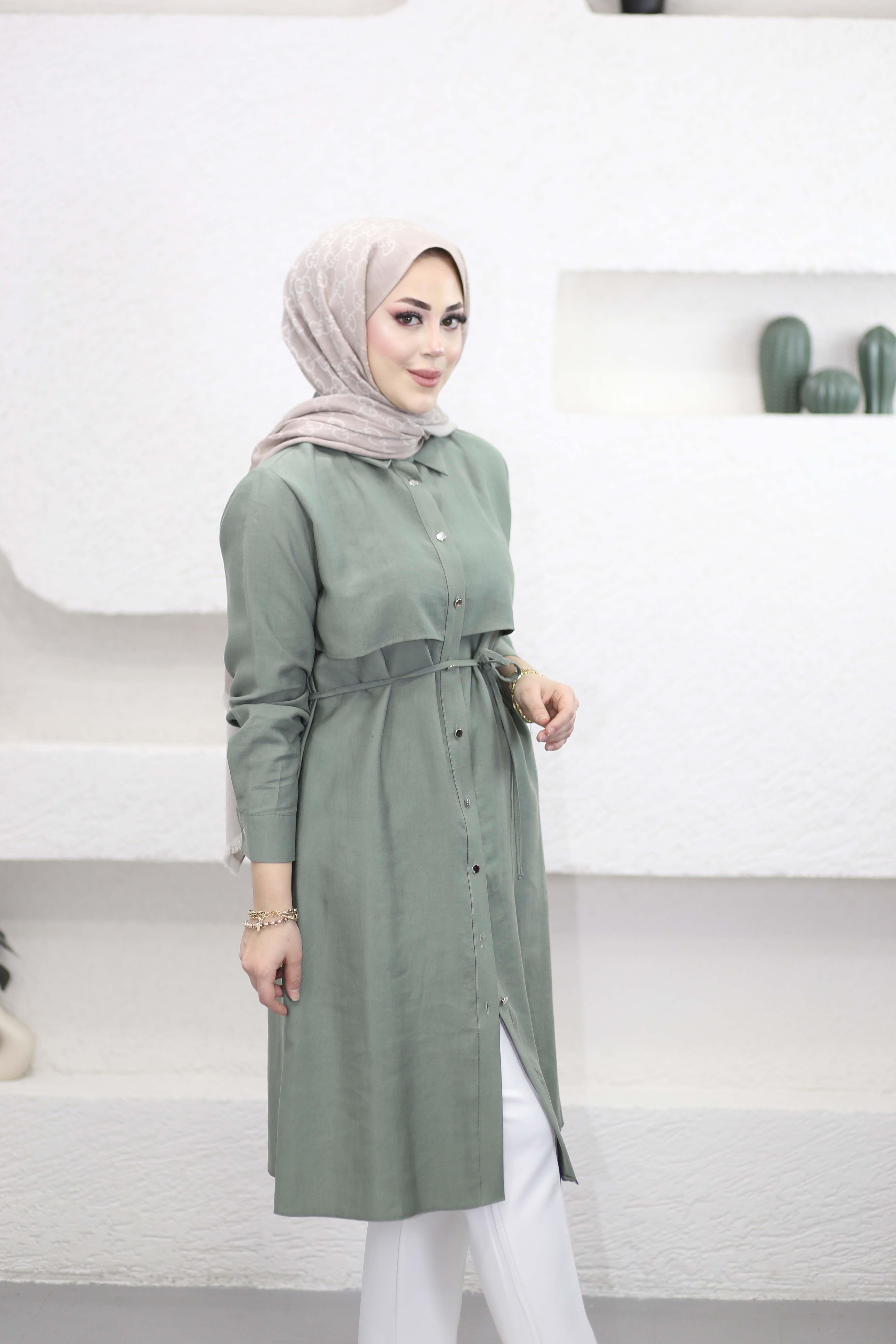 Önü Allerli Twist Tunik Çağla Yeşili 2104