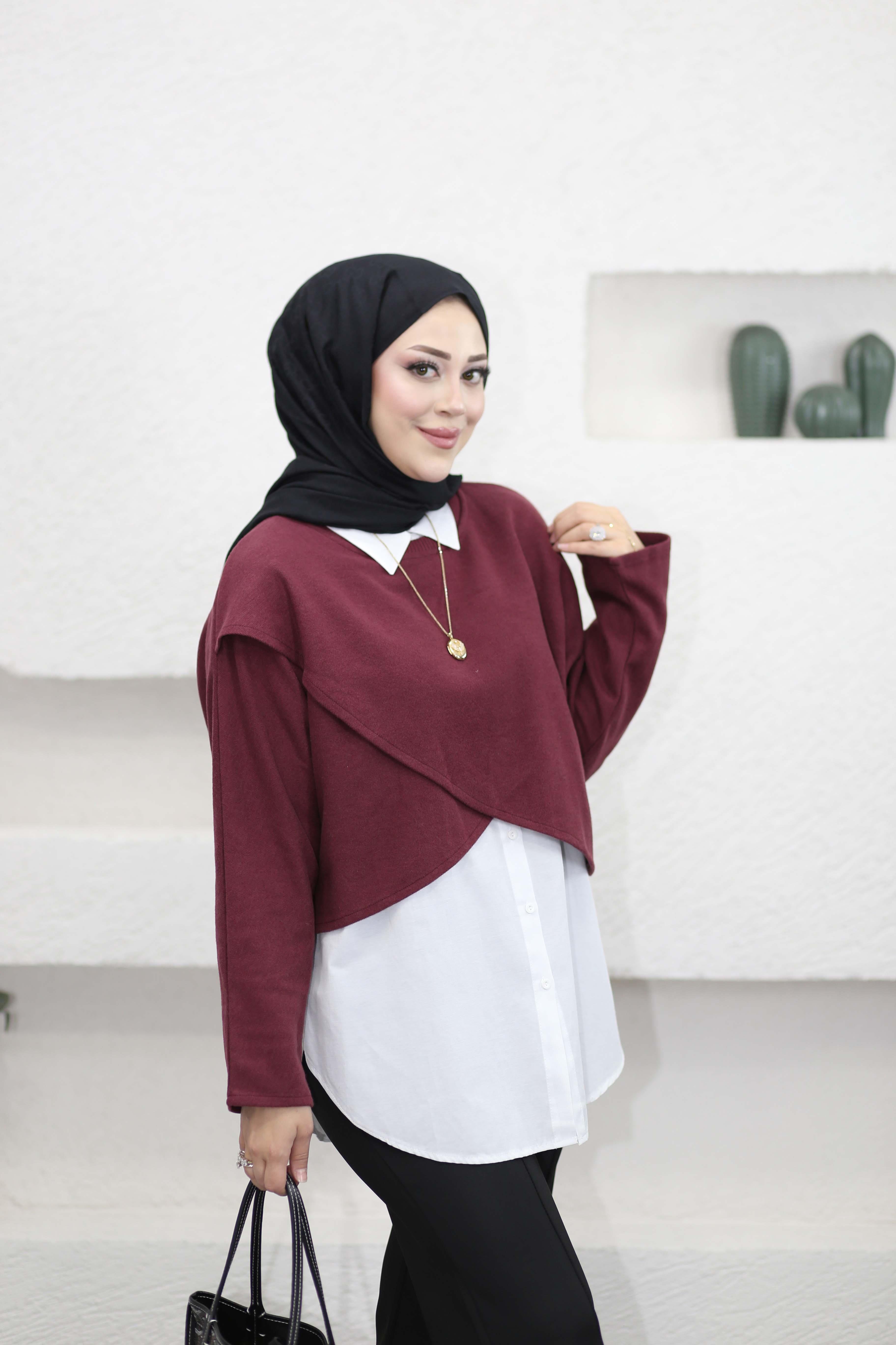 Gömlekli Tunik Bordo 3193