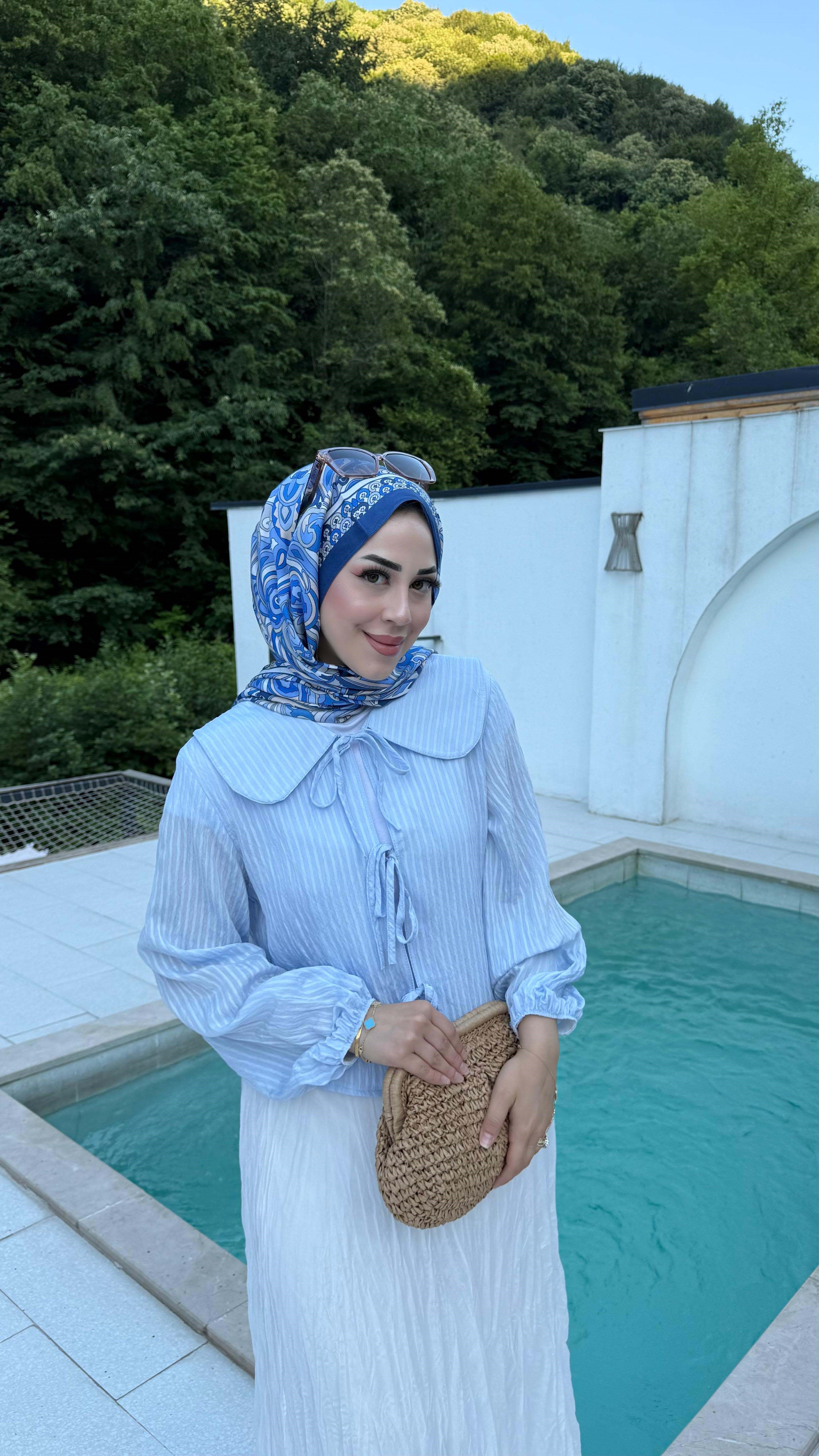 Bağcık Yaka Gömlek Bebe Mavi 2049