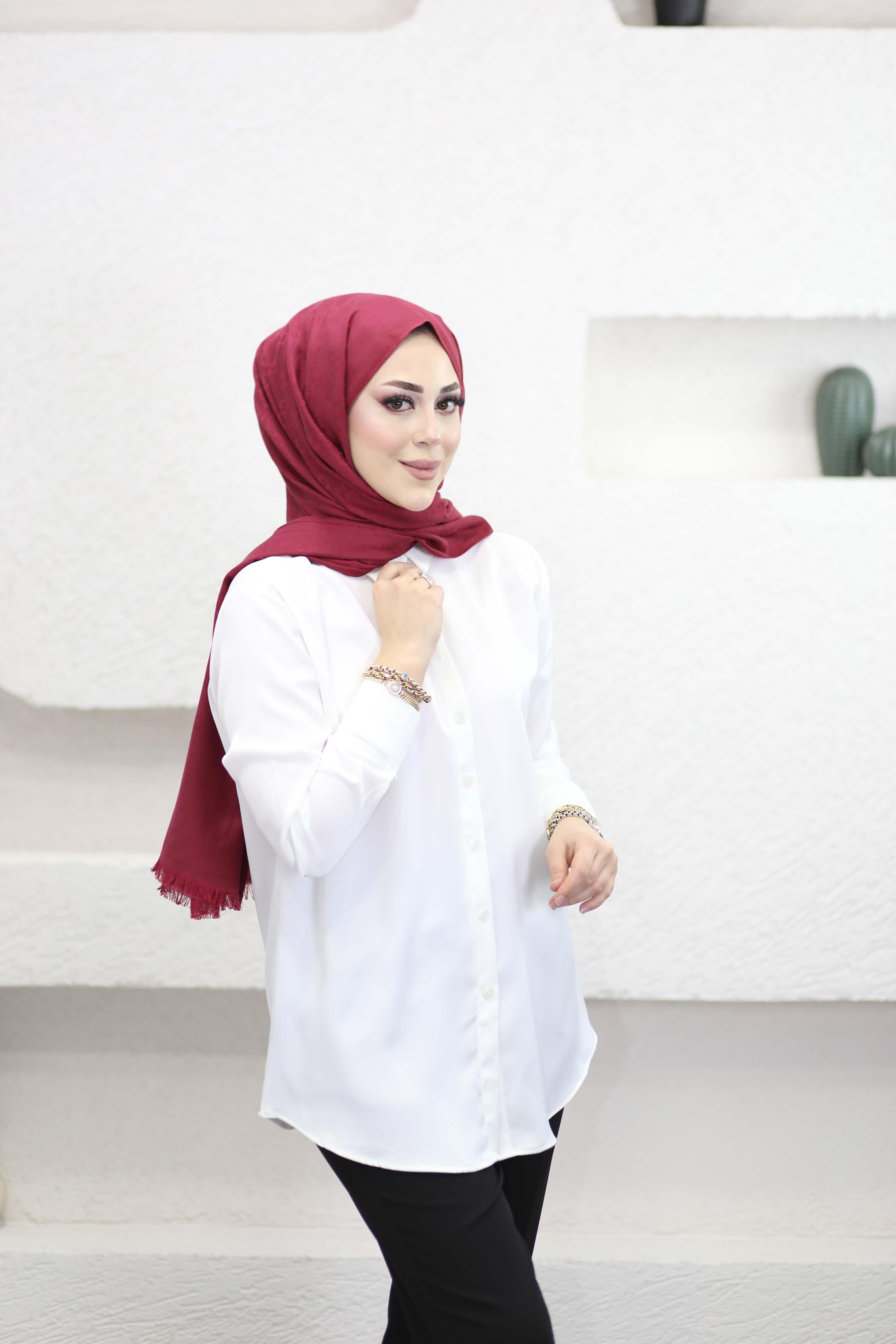Oversize Saten Gömlek Beyaz 2749