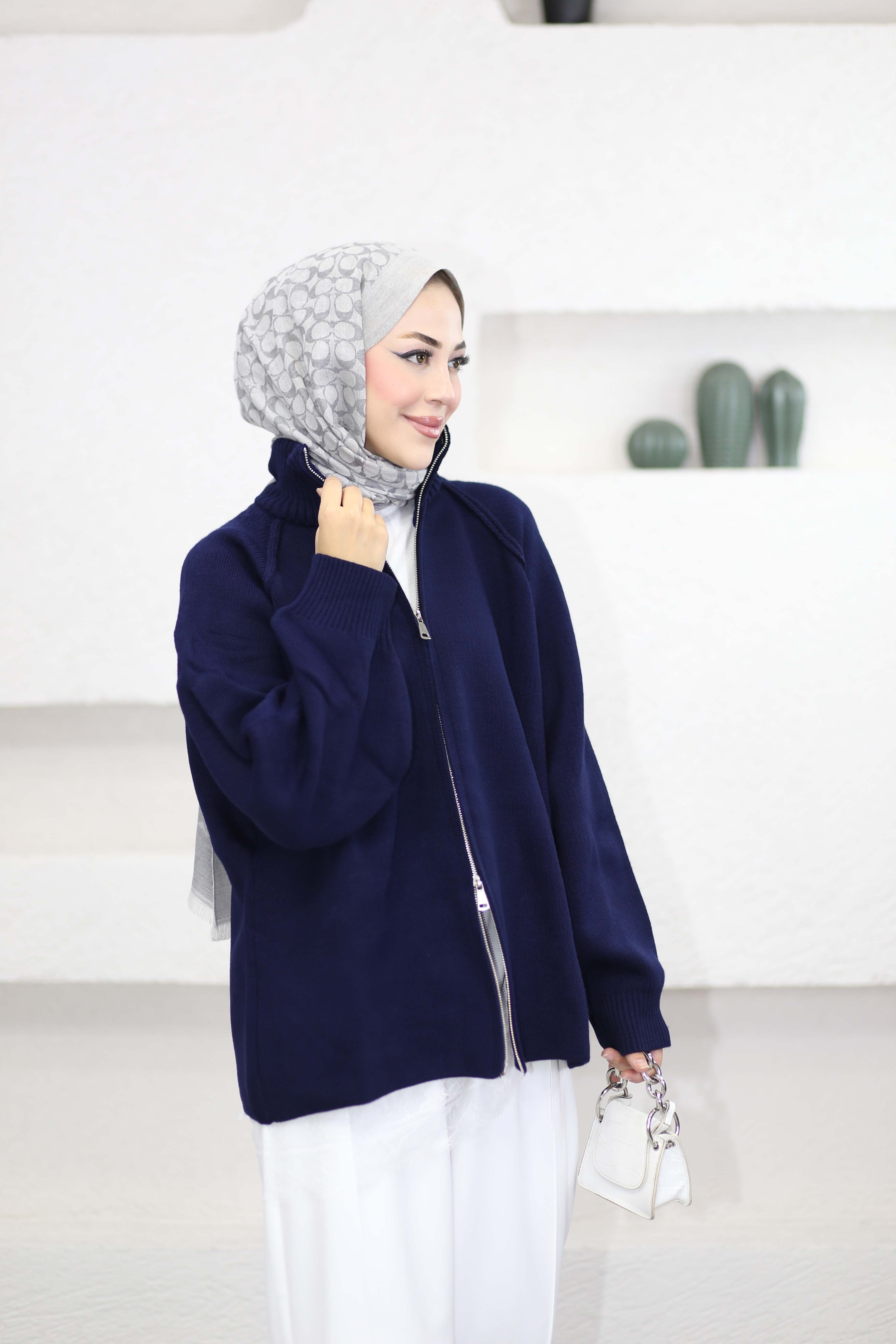 Rosie Fermuarlı Hırka Lacivert 25800