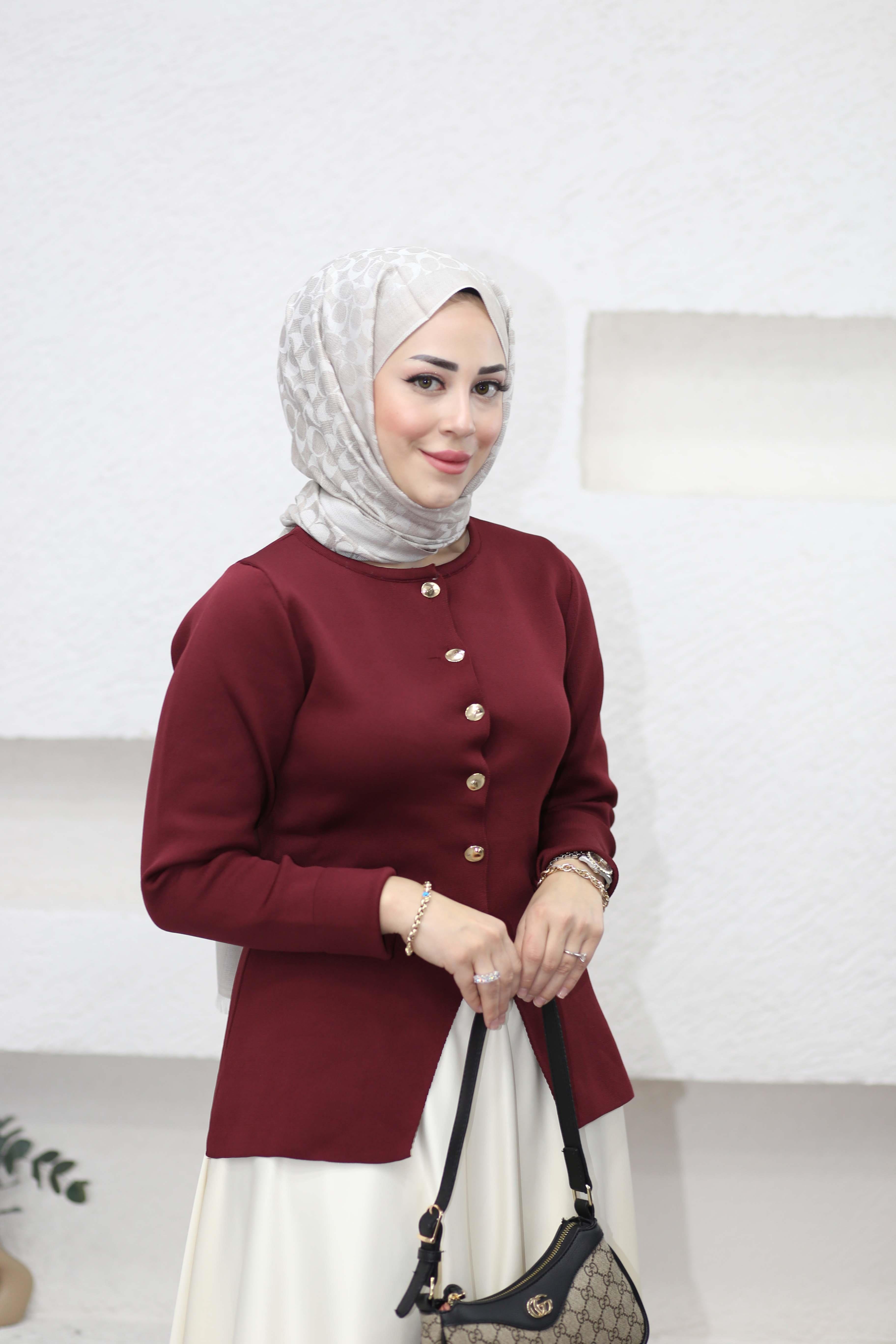 Belden Oturmalı Triko Hırka Bordo 5025