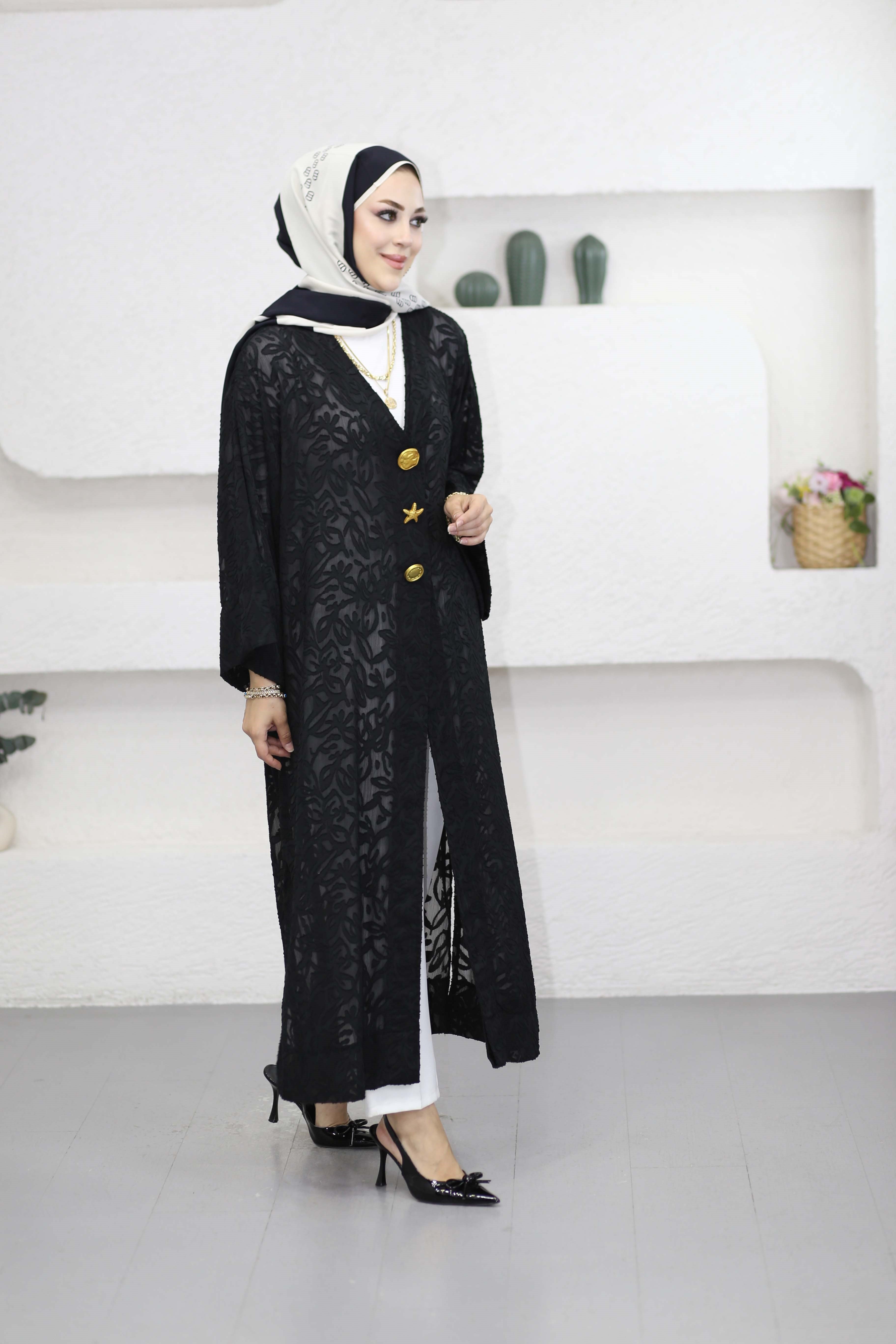 Jakarlı Hırka Siyah 9088