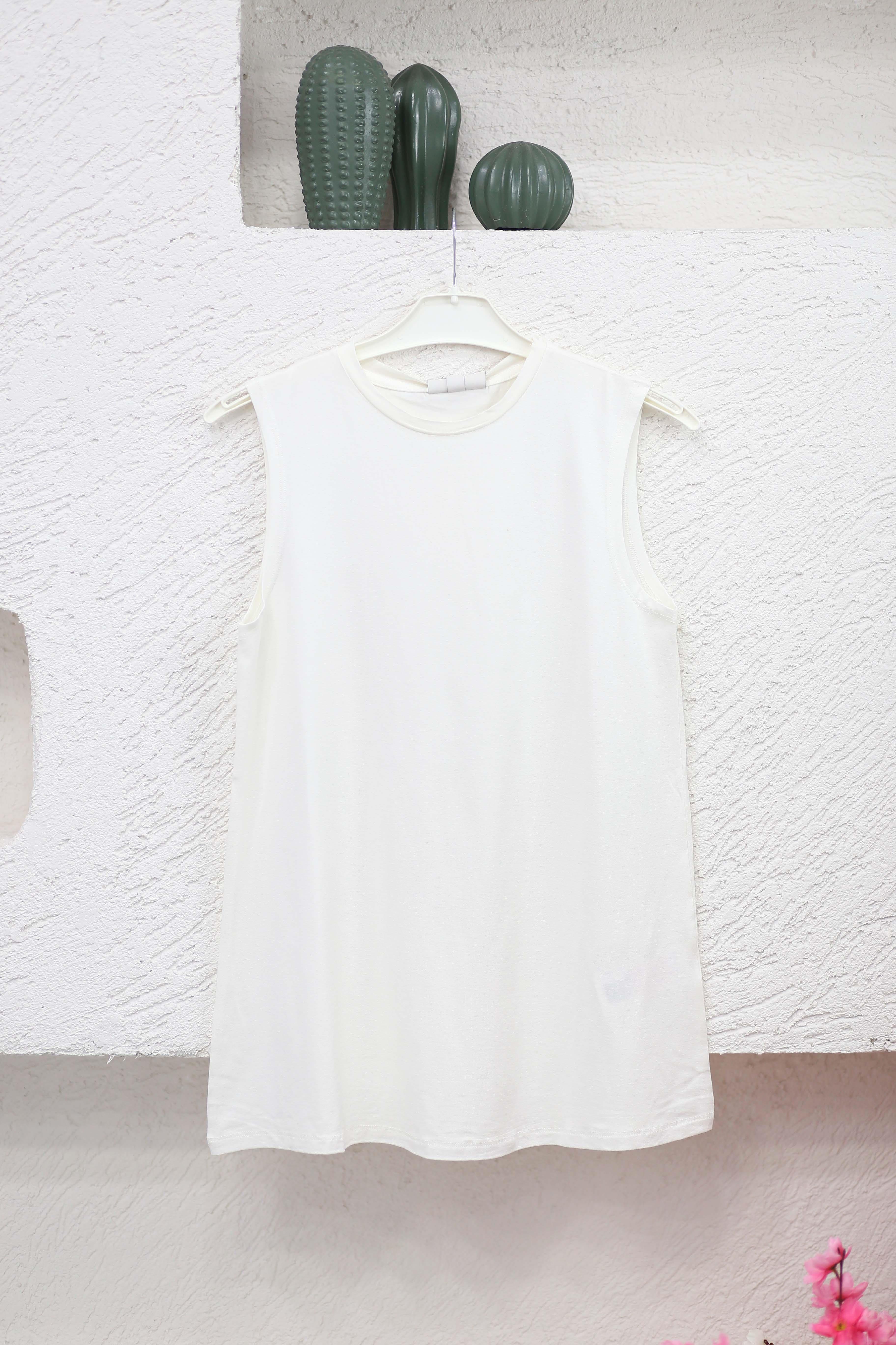 Penye Sıfır Kol İçlik Ekru 2860