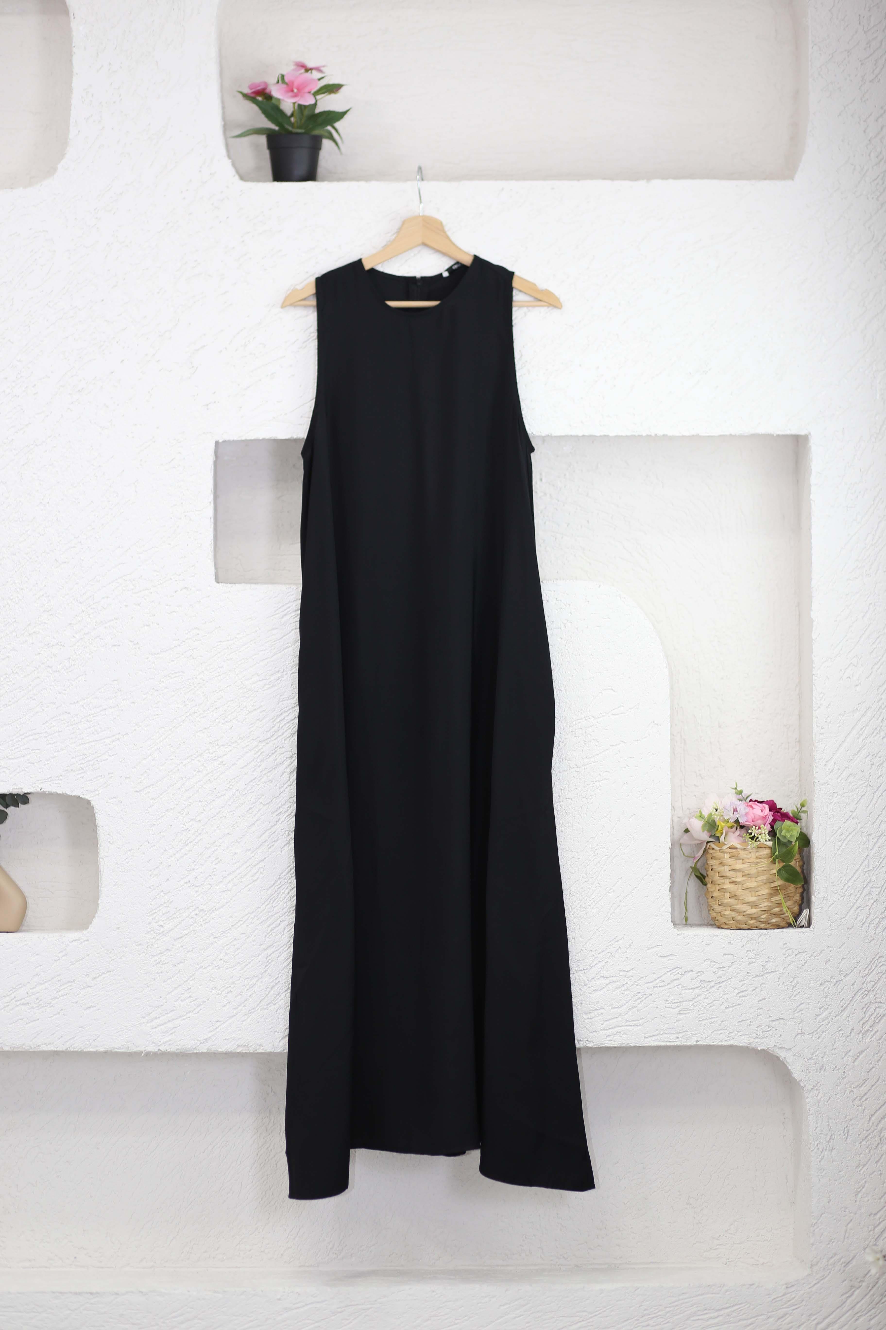 Fırfır Kol Elbise Siyah 3202