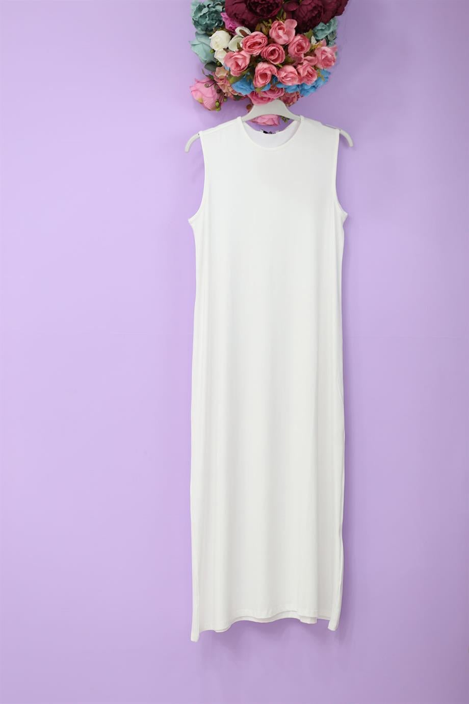 Penye Elbise İçlik Beyaz 2051