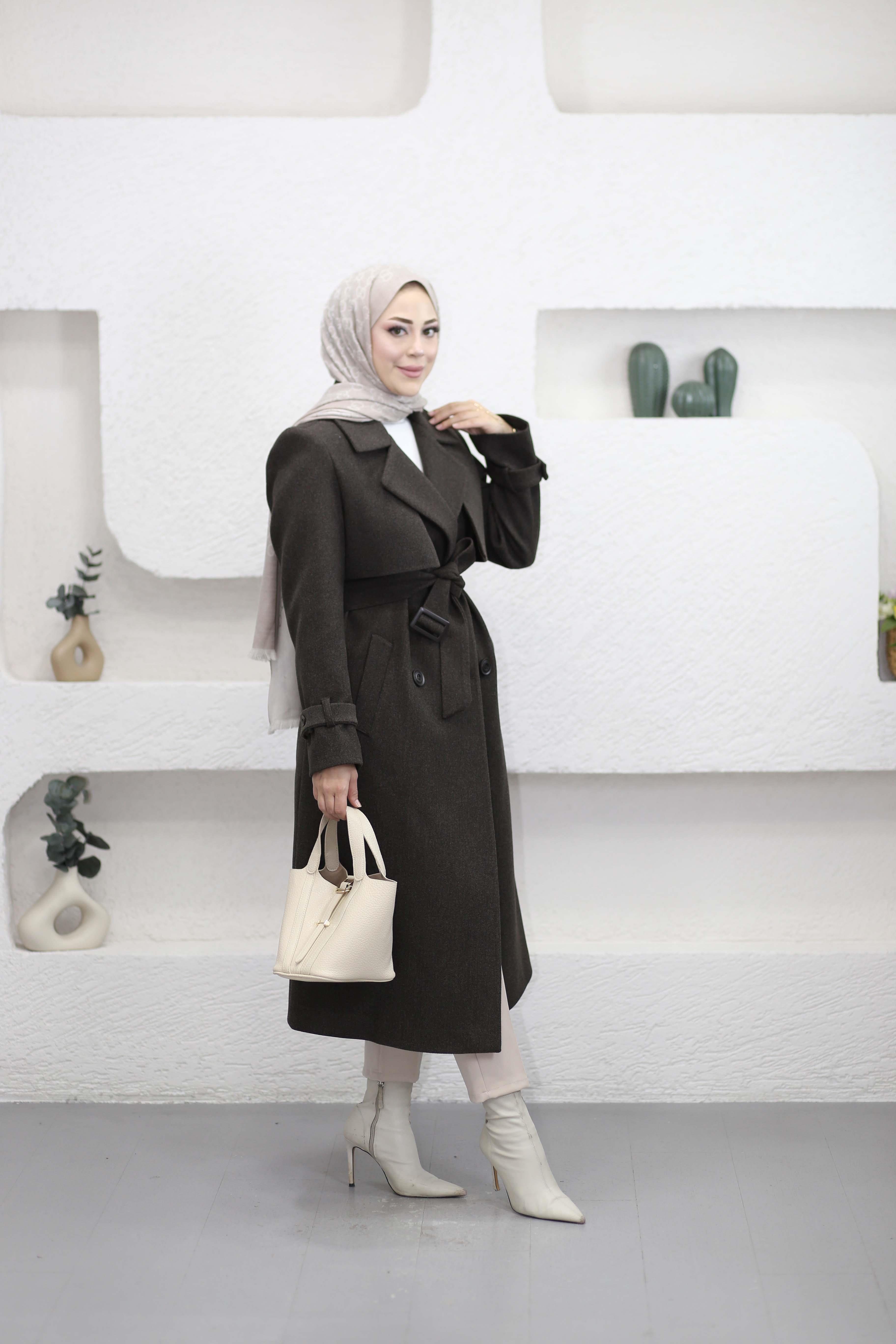 Classıc Kaşe Kaban Kahverengi 4203