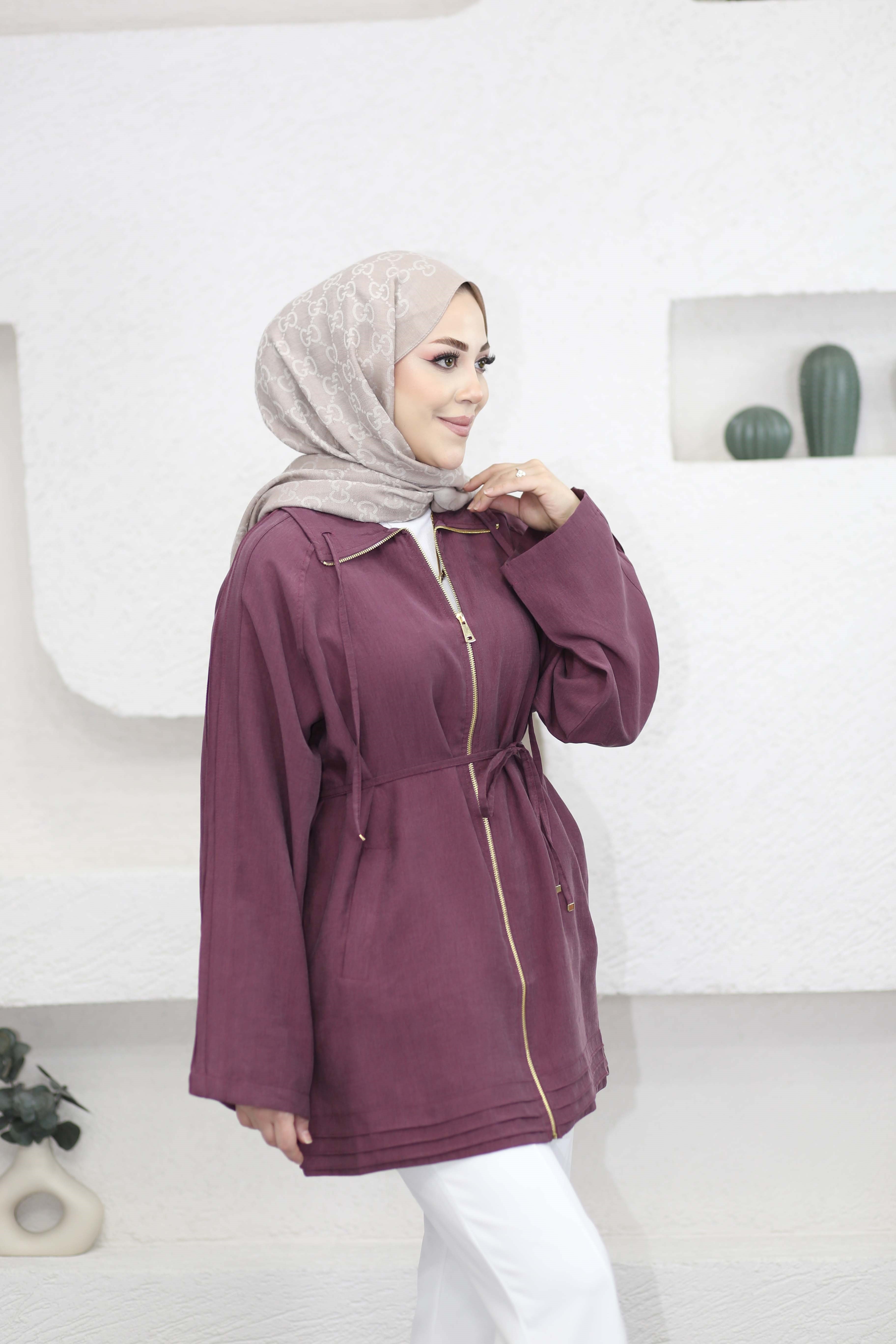 Yaka Bağcıklı Kap Mürdüm 6451