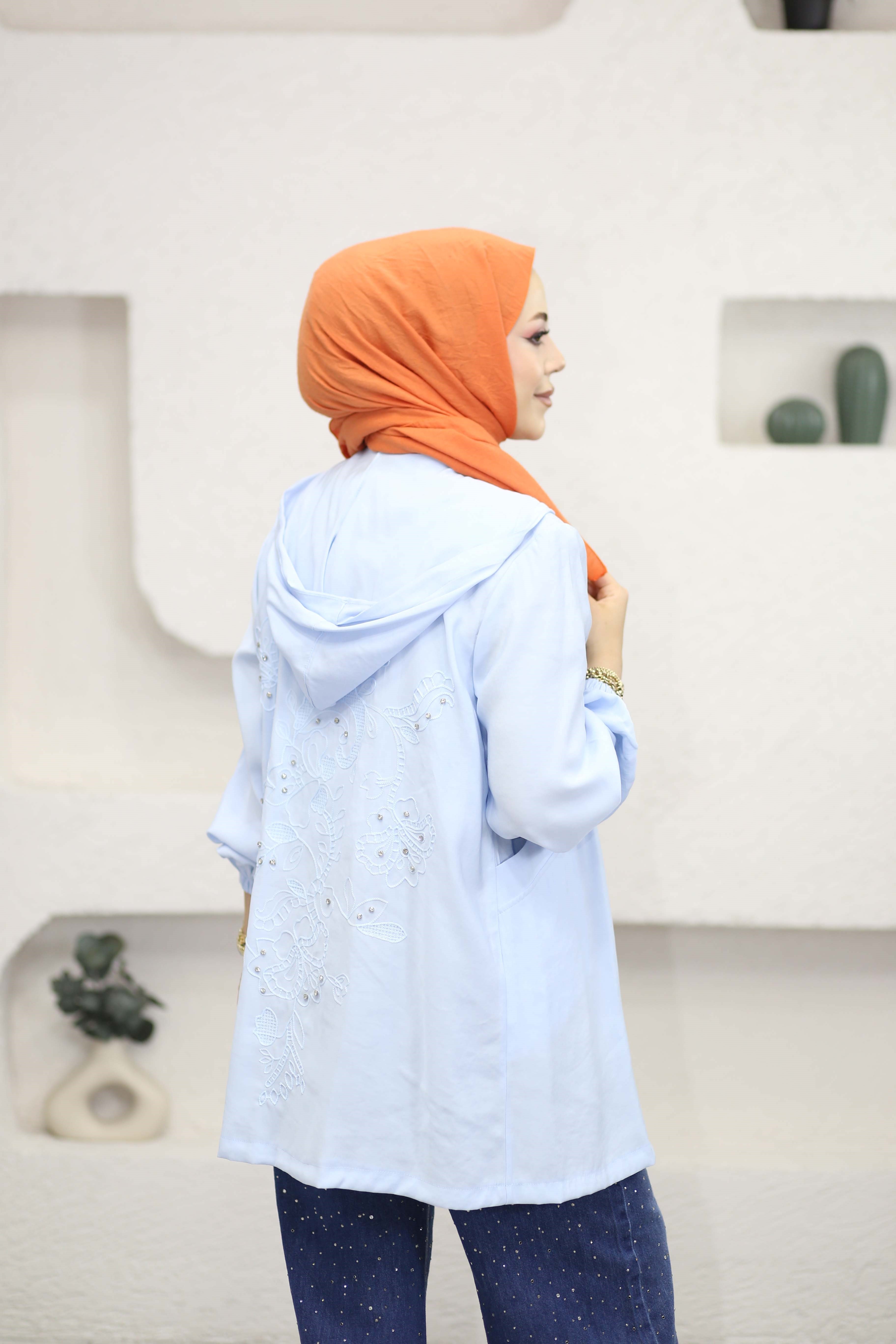 Arkası İşlemeli Kap Bebe Mavi 140274