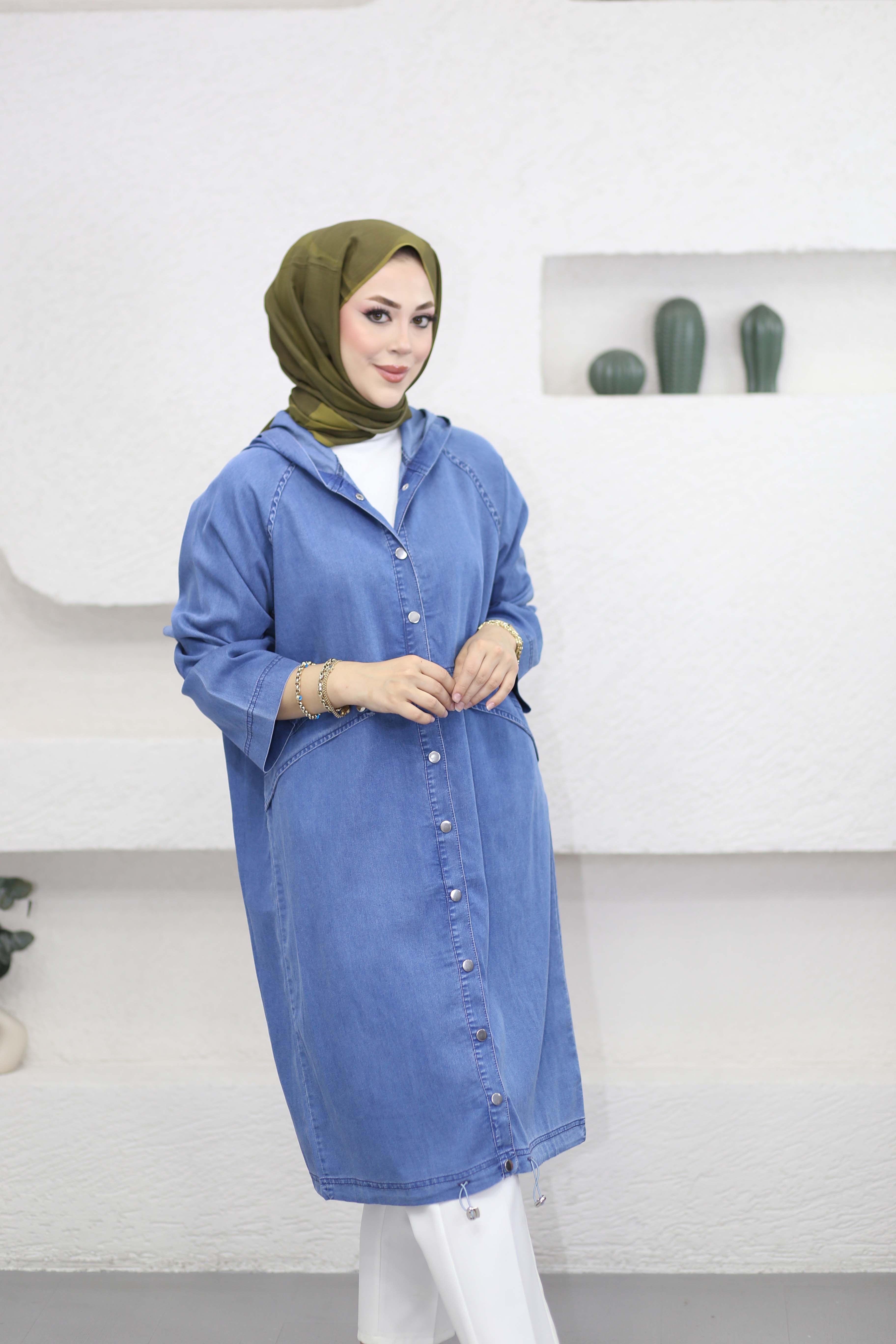 Çıtçıtlı Tencel Kap Açık Mavi 6546