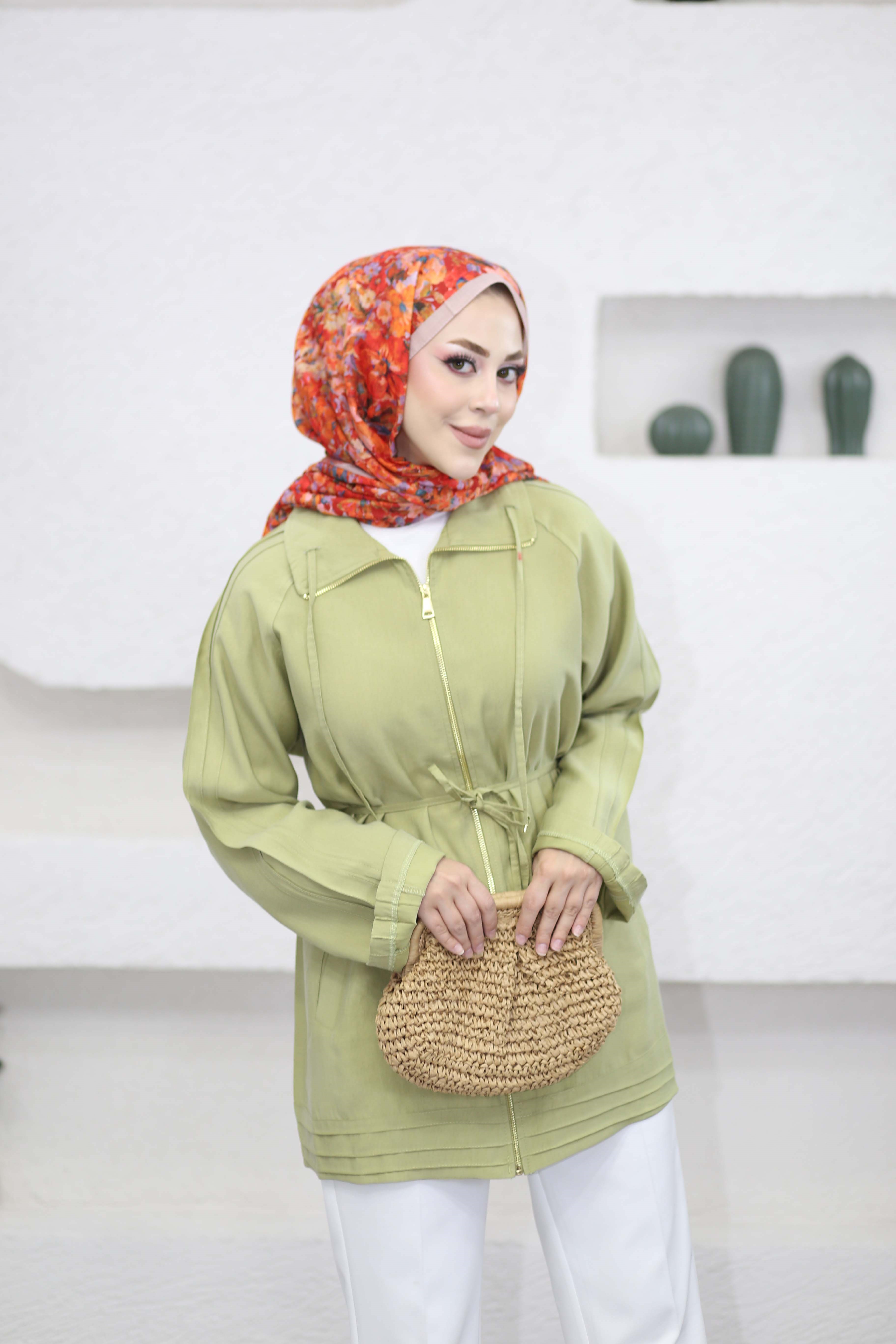 Yaka Bağcıklı Kap Yeşil 6451